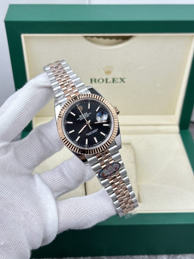 Rolex Replica Watch DateJust 126331 Demi Rose Gold Black Dial Clean Factory 41mm - Elite Watch Atelier