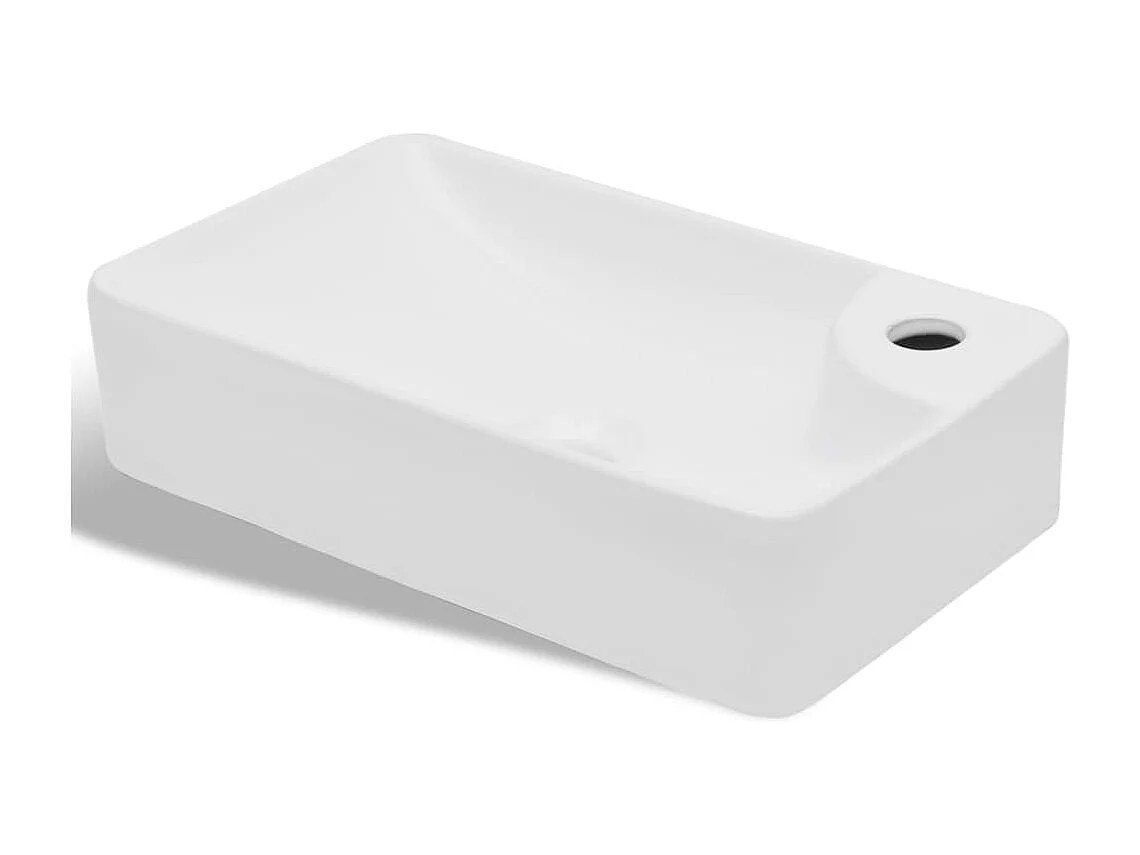 Vasque à poser Lavabo | Bac à laver à trou pour robinet céramique Blanc pour salle de bain