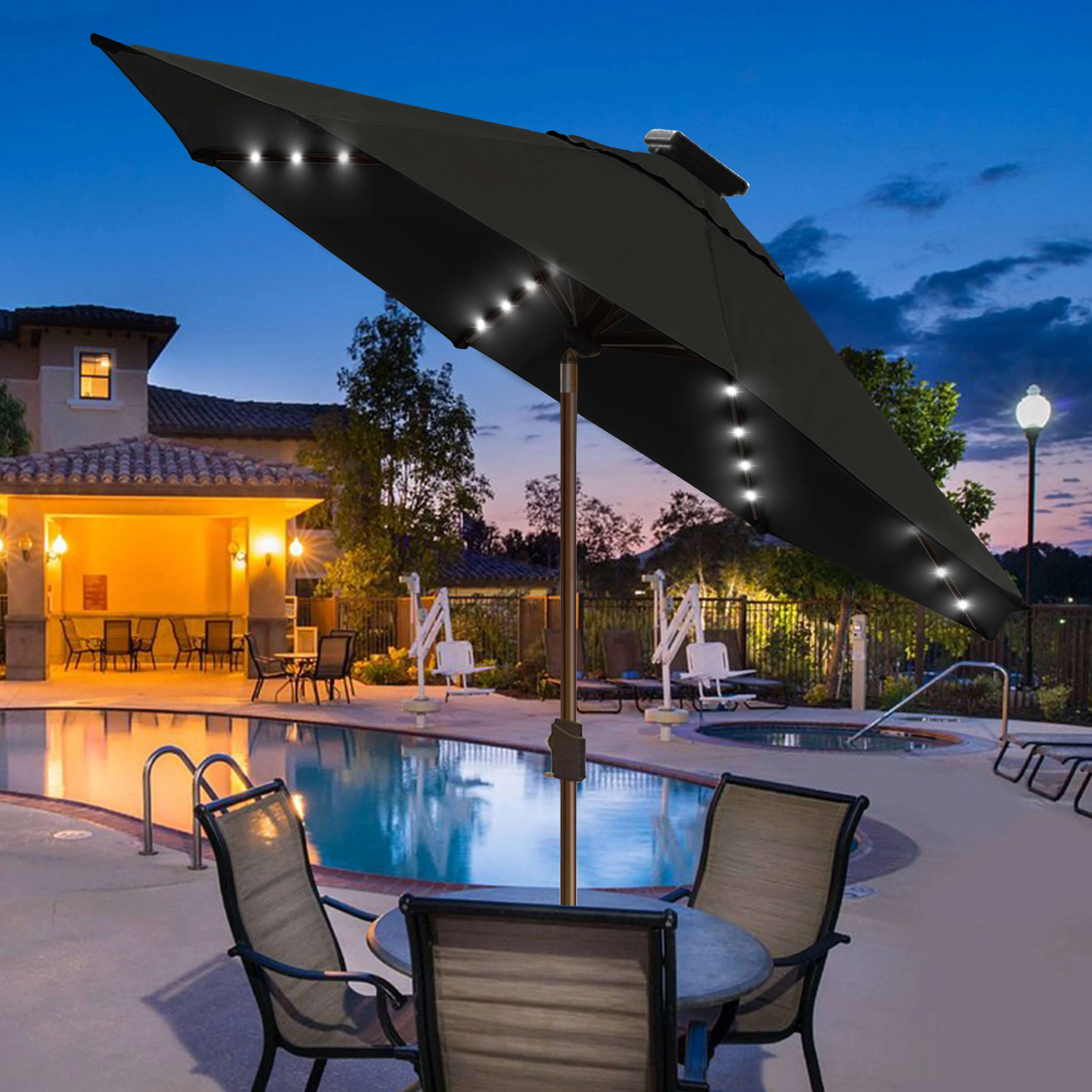 EliteShade Sunbrella Solar Umbrellas 9ft Market Umbrella with 80 LED Lights Patio Umbrellas Outdoor Table Umbrella with Ventilation and 5 Years Non-Fading Top,Ruby - Image 48