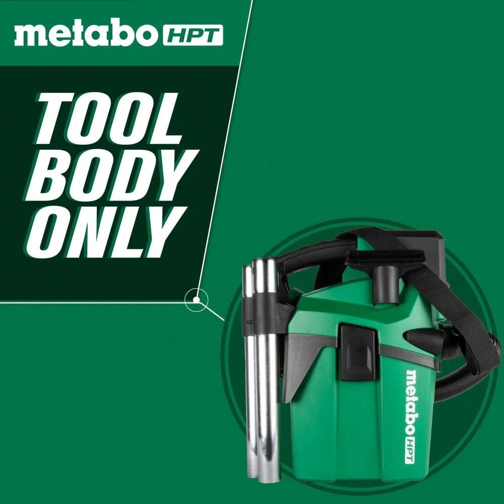 Metabo HPT 18V Cordless Wet/Dry Vacuum, 1.6 Gallon HEPA Filter Vacuum, Powerful 74 CFM Airflow, 8 ft. of Stretchable Hose, Eco and Boost Modes, Lightweight Design, Tool Body Only, RP18DAQ4
