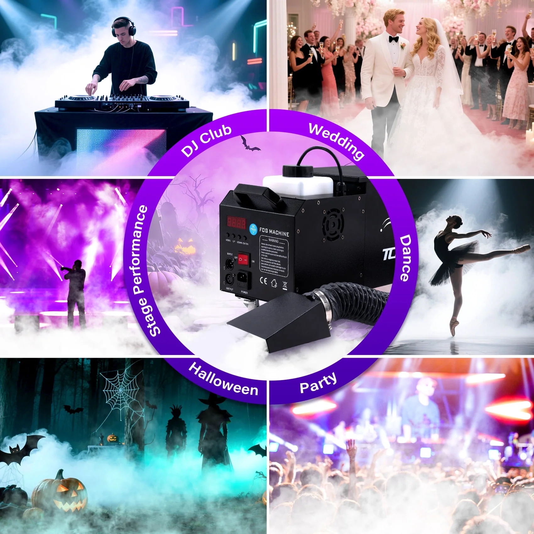 TCFUNDY 1500W Low Lying Fog Machine, Dry-Ice Effect Fogger w/ Tube, Ground Smoke Machine w/ DMX & Wireless Remote Control, Ideal Atmosphere Maker for Halloween, Parties, Weddings and Stage - Image 7 TCFUNDY 1500W Low Lying Fog Machine, Dry-Ice Effect Fogger w/ Tube, Ground Smoke Machine w/ DMX & Wireless Remote Control, Ideal Atmosphere Maker for Halloween, Parties, Weddings and Stage - Image 7