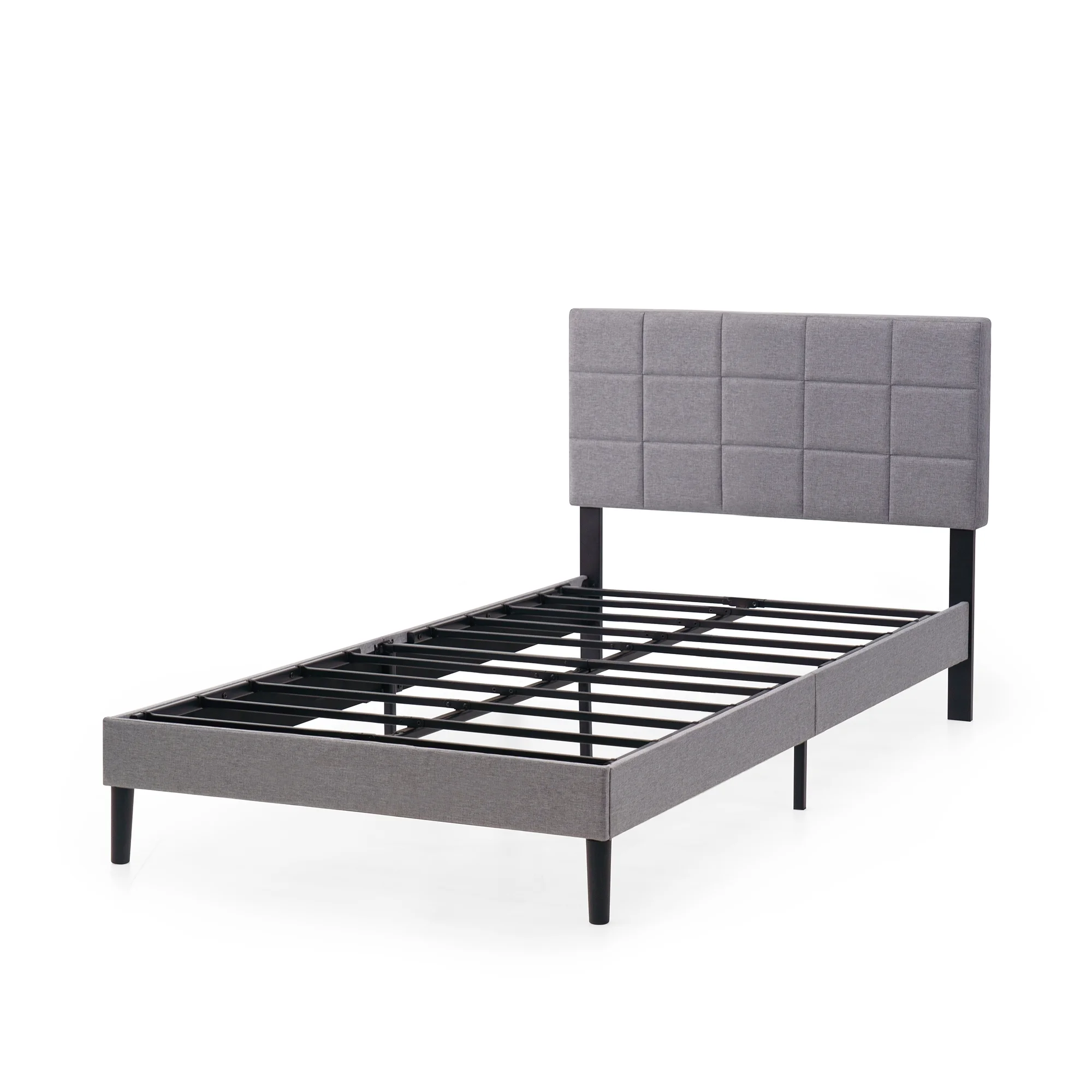 Mainstays Upholstered Platform Bed, No Box Spring Needed, Gray, Queen - Image 19