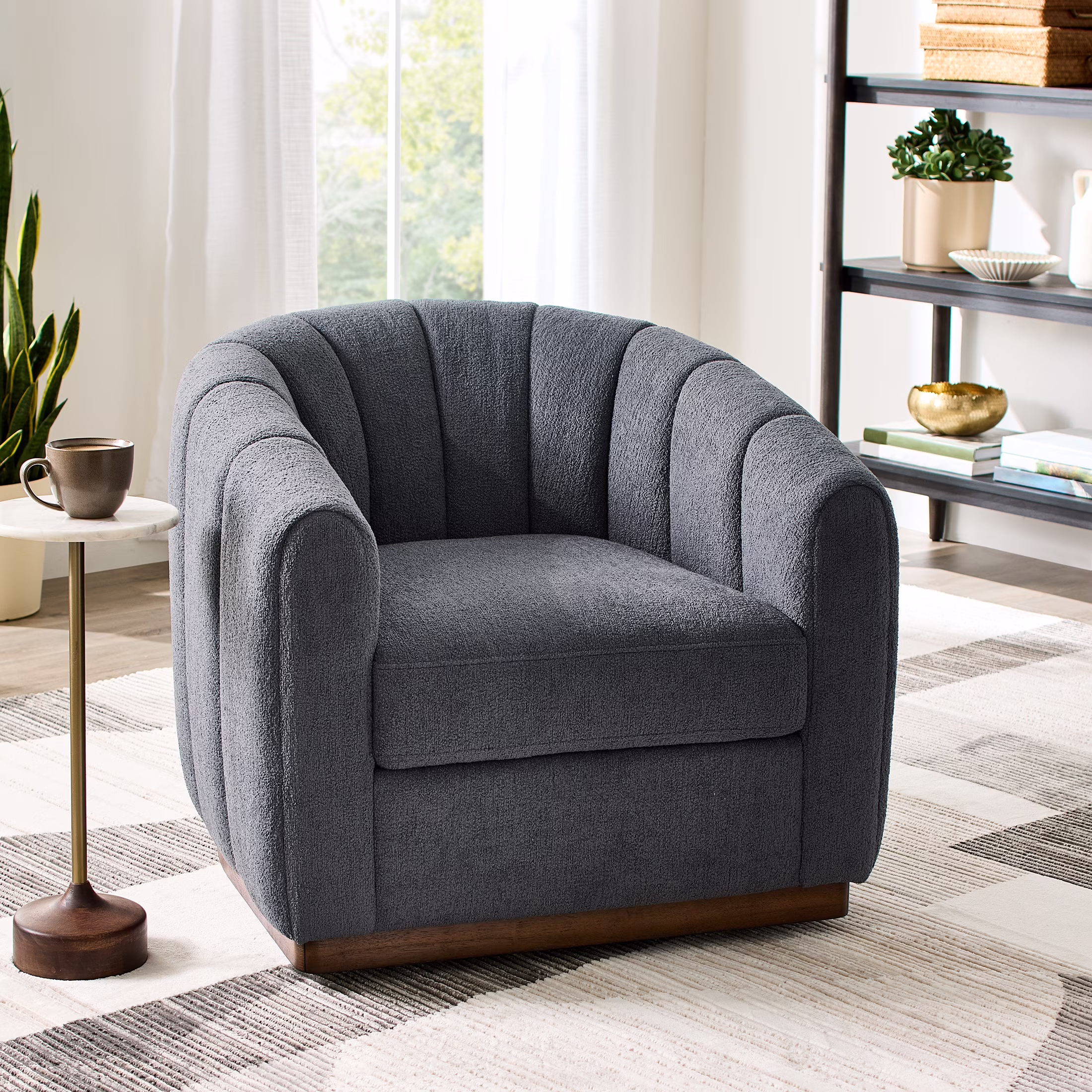 Better Homes & Gardens Lillian Accent Swivel Chair, Cream Linen - Image 3