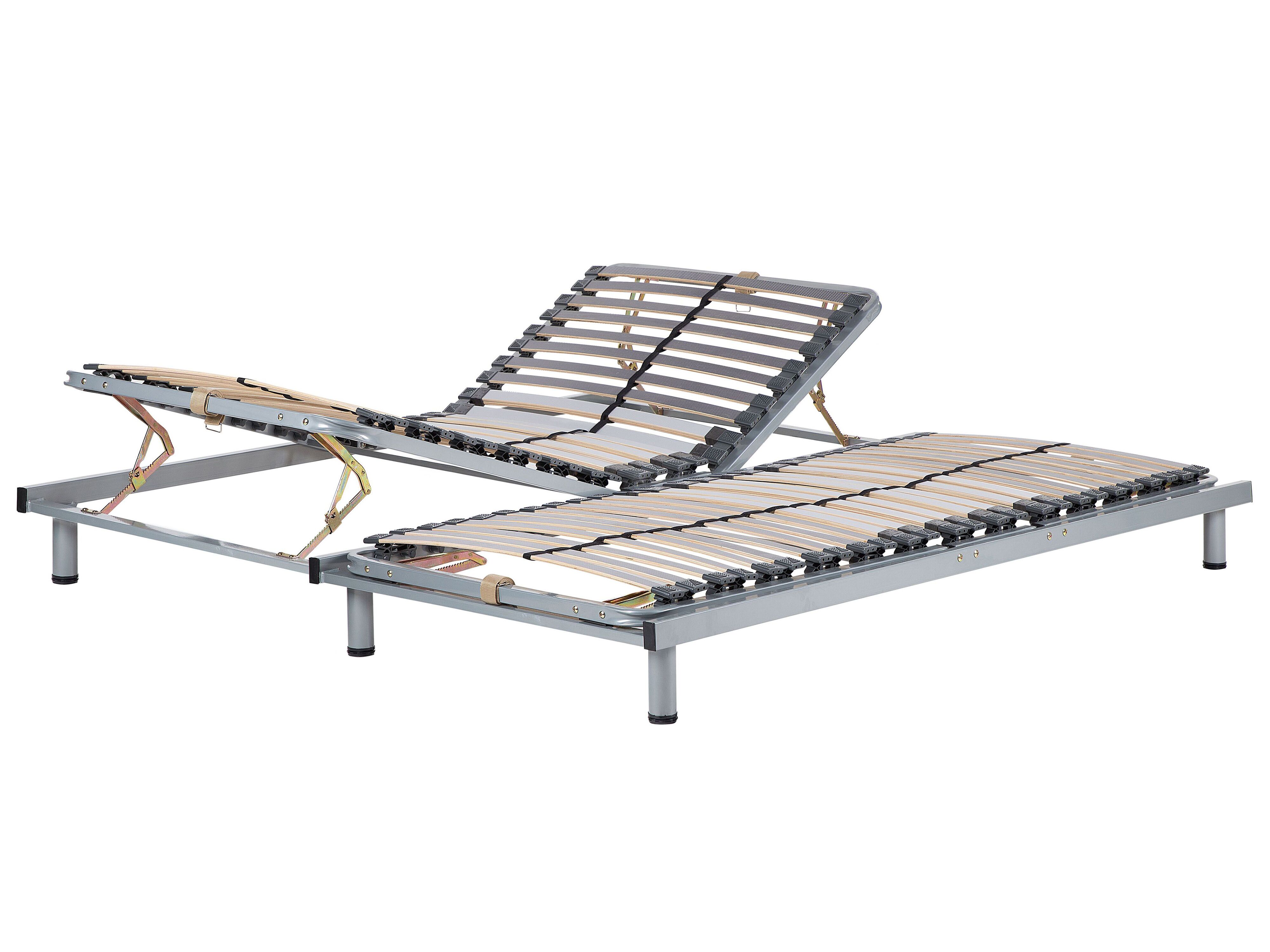 Set of 2 Manually Adjustable Bed Frames RESPITE 180 x 200 cm (EU Super King) Silver