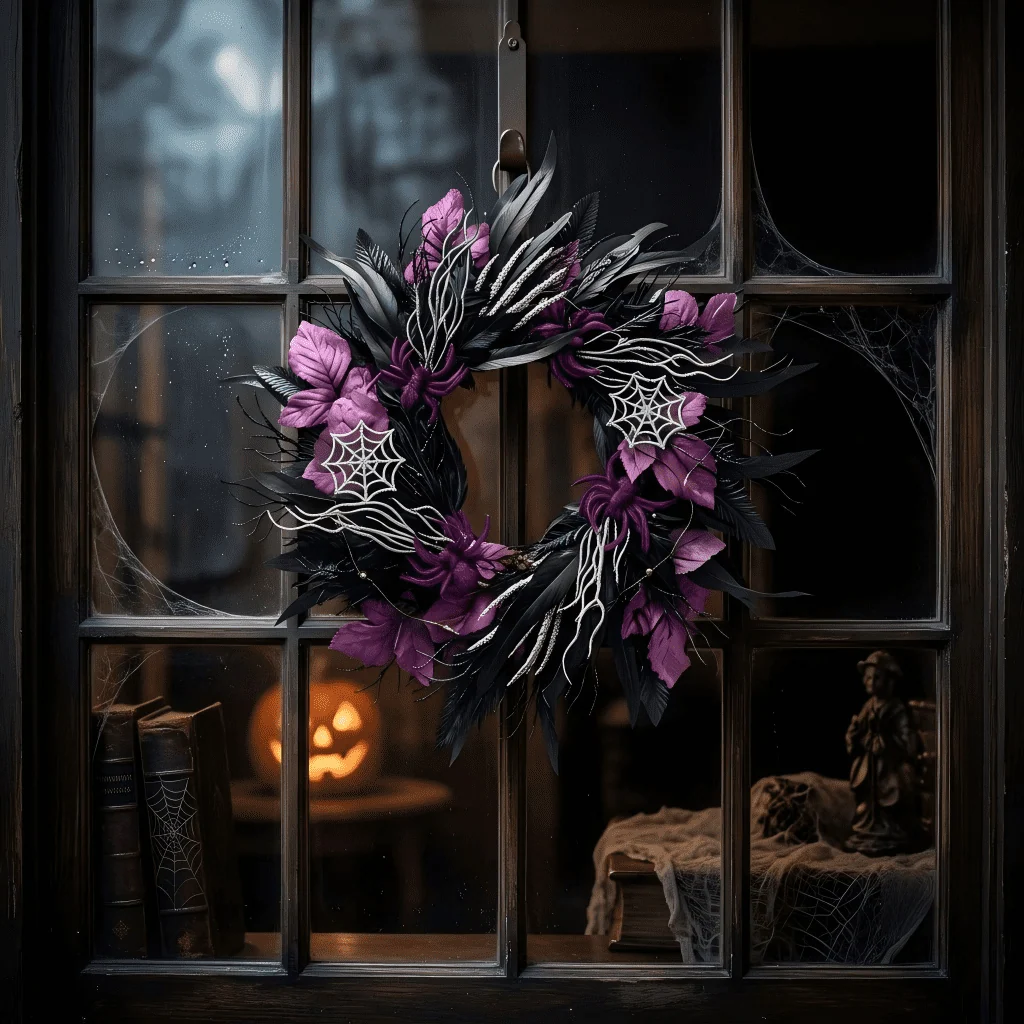 Myecovie Halloween Wreaths for Front Door Halloween Indoor Decoration 21.6" Halloween Black Wreaths for Windows Wall Decor - Image 2 Myecovie Halloween Wreaths for Front Door Halloween Indoor Decoration 21.6" Halloween Black Wreaths for Windows Wall Decor - Image 2