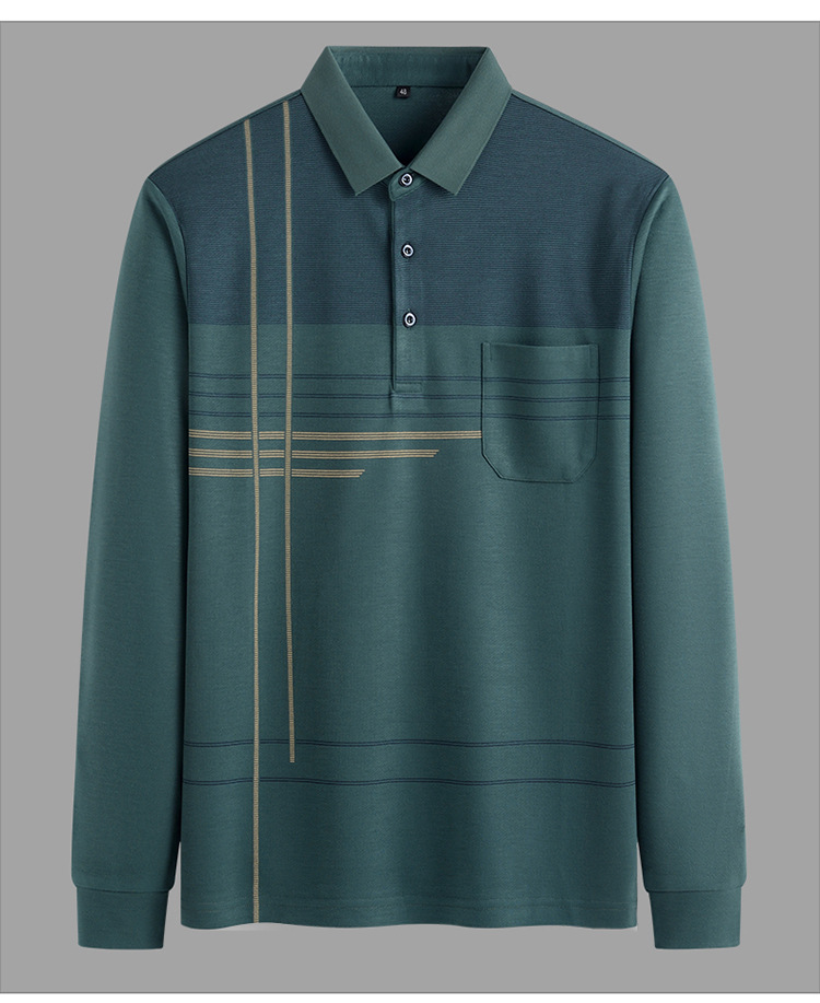 Men's Long Sleeve Pocket Long Sleeve POLO Shirt 001