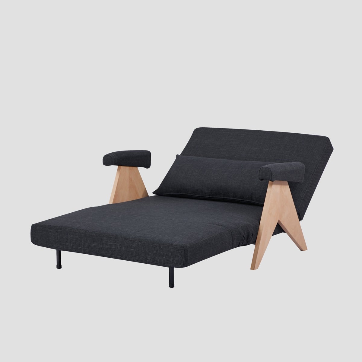 Sofa CALORE 1-osobowa, z funkcją spania ciemnoszara 117x90x82 cm