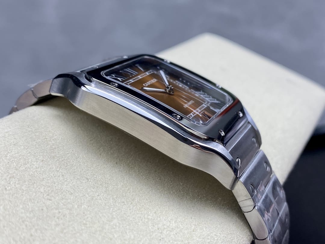 Fake Cartier Watch Santos de Cartier Large Steel Brown Dial WSSA0064-TW(1:1 replica) - Top club