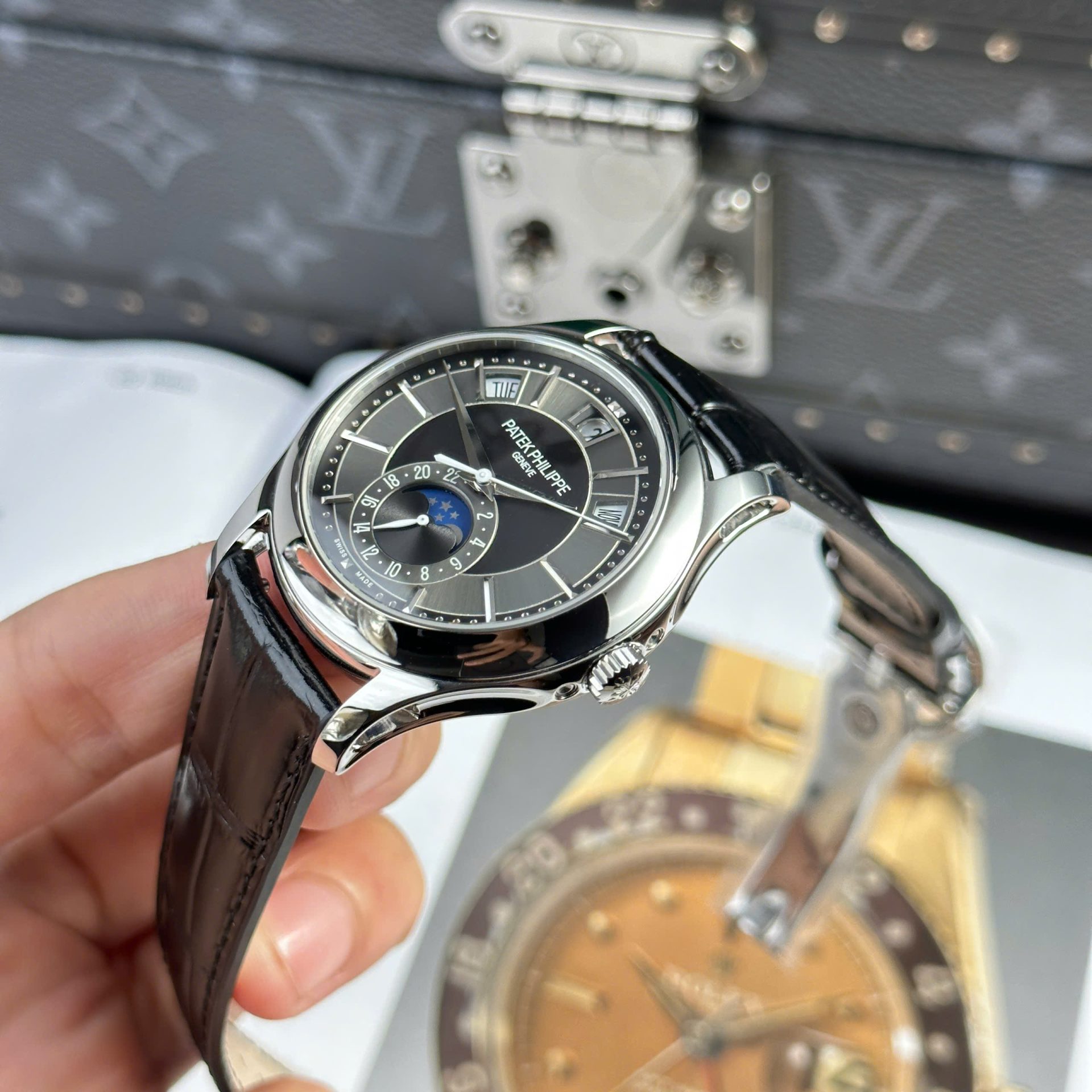 Patek Philippe Replica Watch Complications 5205G Gray Dial Leather Strap 40mm - Top club