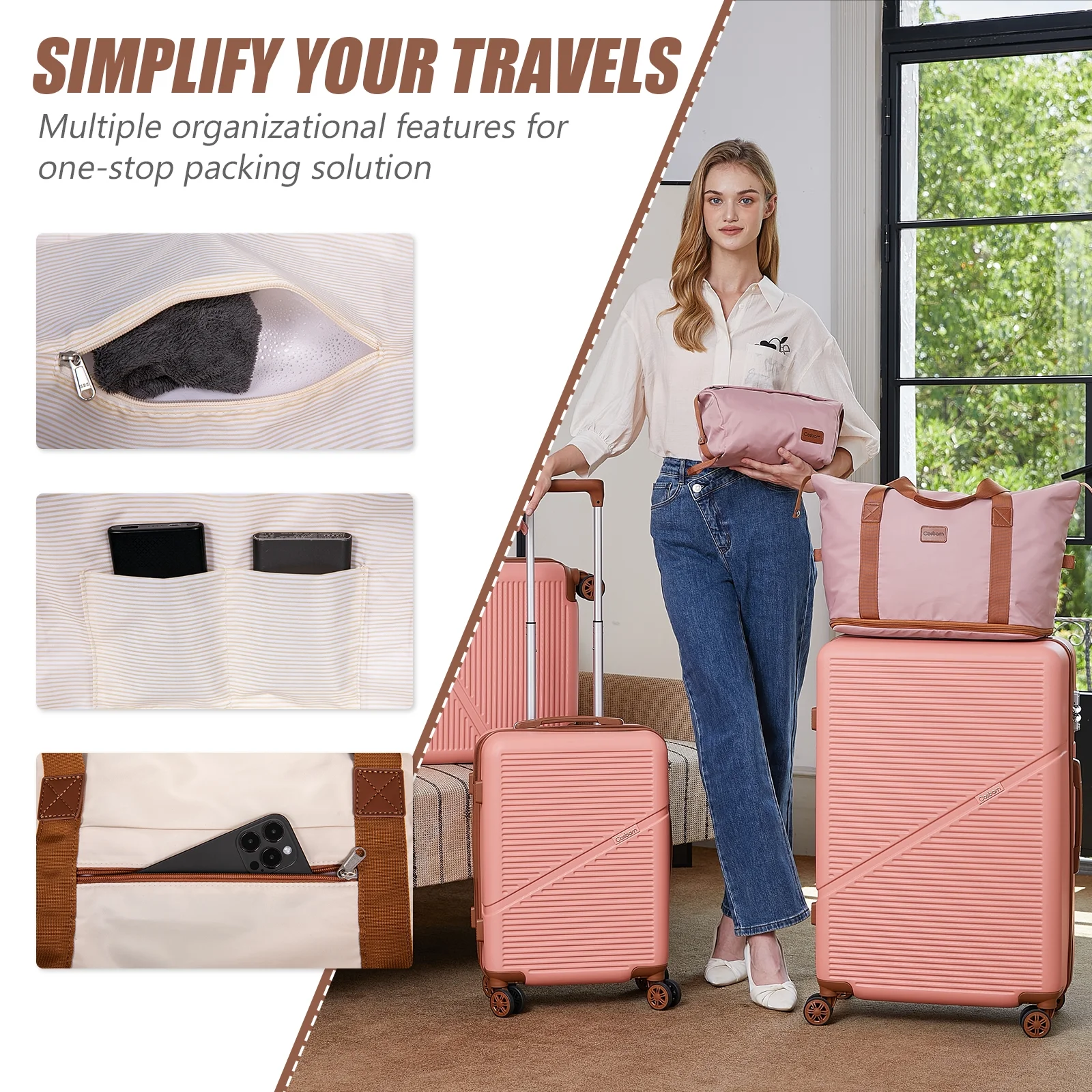 Cosbarn 5 Piece Luggage Sets ABS Hardshell Lightweight Suitcases Sets with TSA Lock Durable Spinner Wheels - Image 10