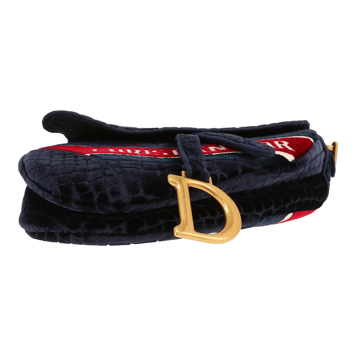 Dior Saddle handbag in navy blue velvet1:1High-quality replica