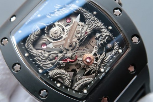 Replica Richard Mille RM057 Dragon Phoenix PVD SS Case Dragon Dial Black Rubber Strap - Elite Watch Atelier