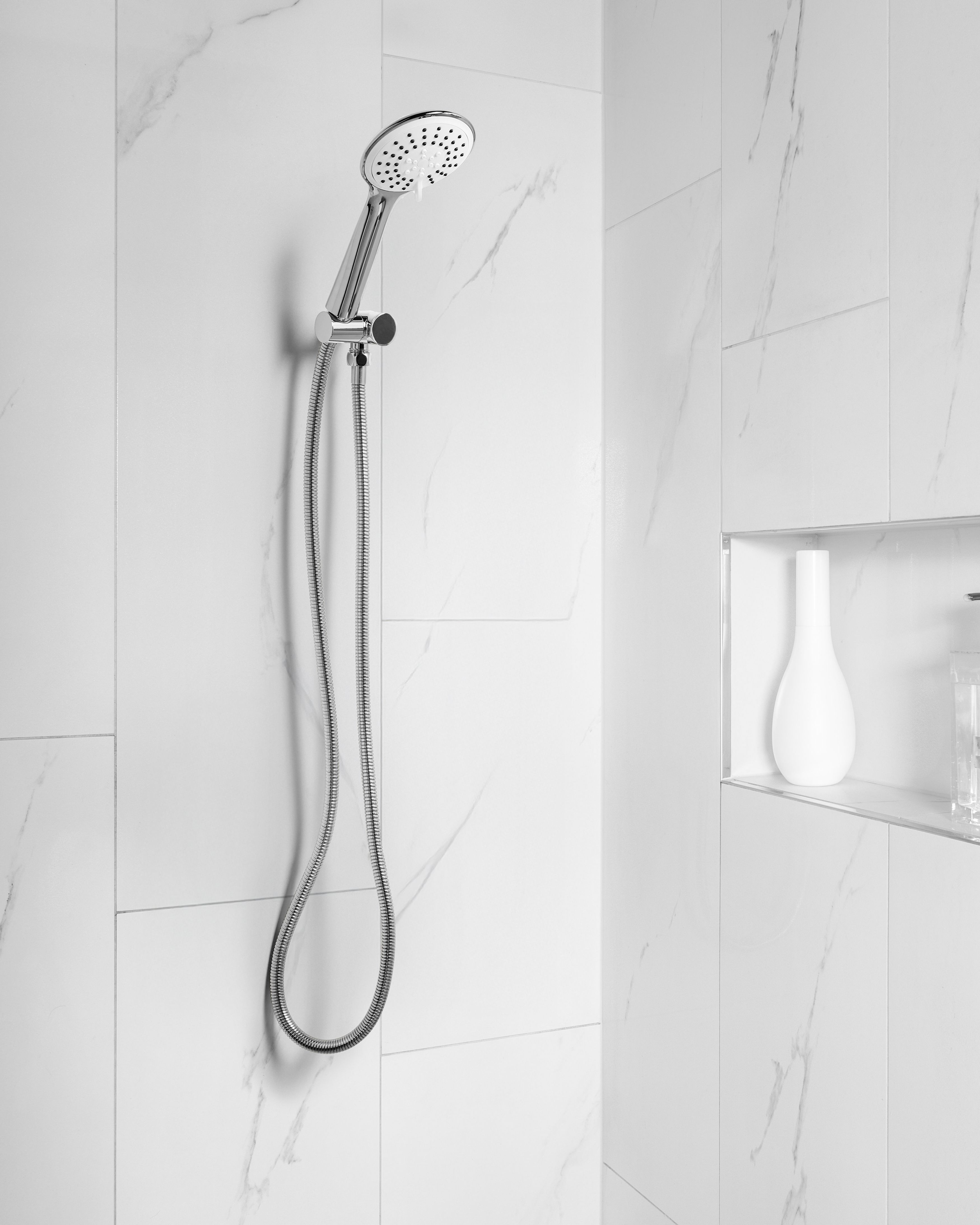 Shower Head and Hose Kit TUMPLE 3-function Silver
