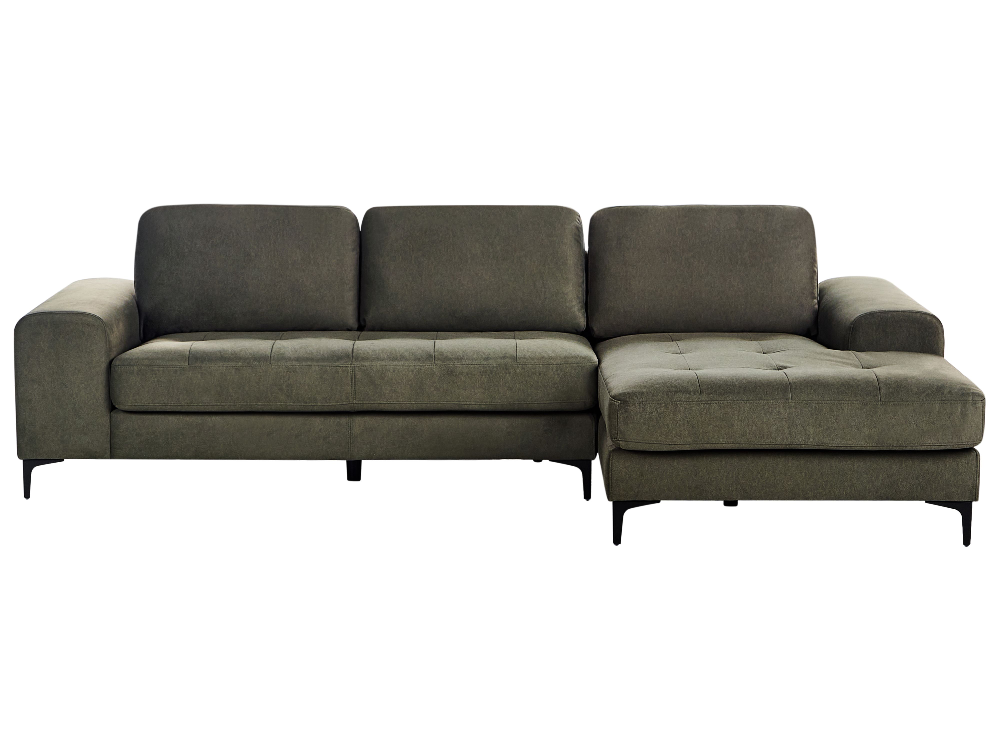 Corner Sofa 4 Seater KIRUNA Fabric Dark Green Left Hand