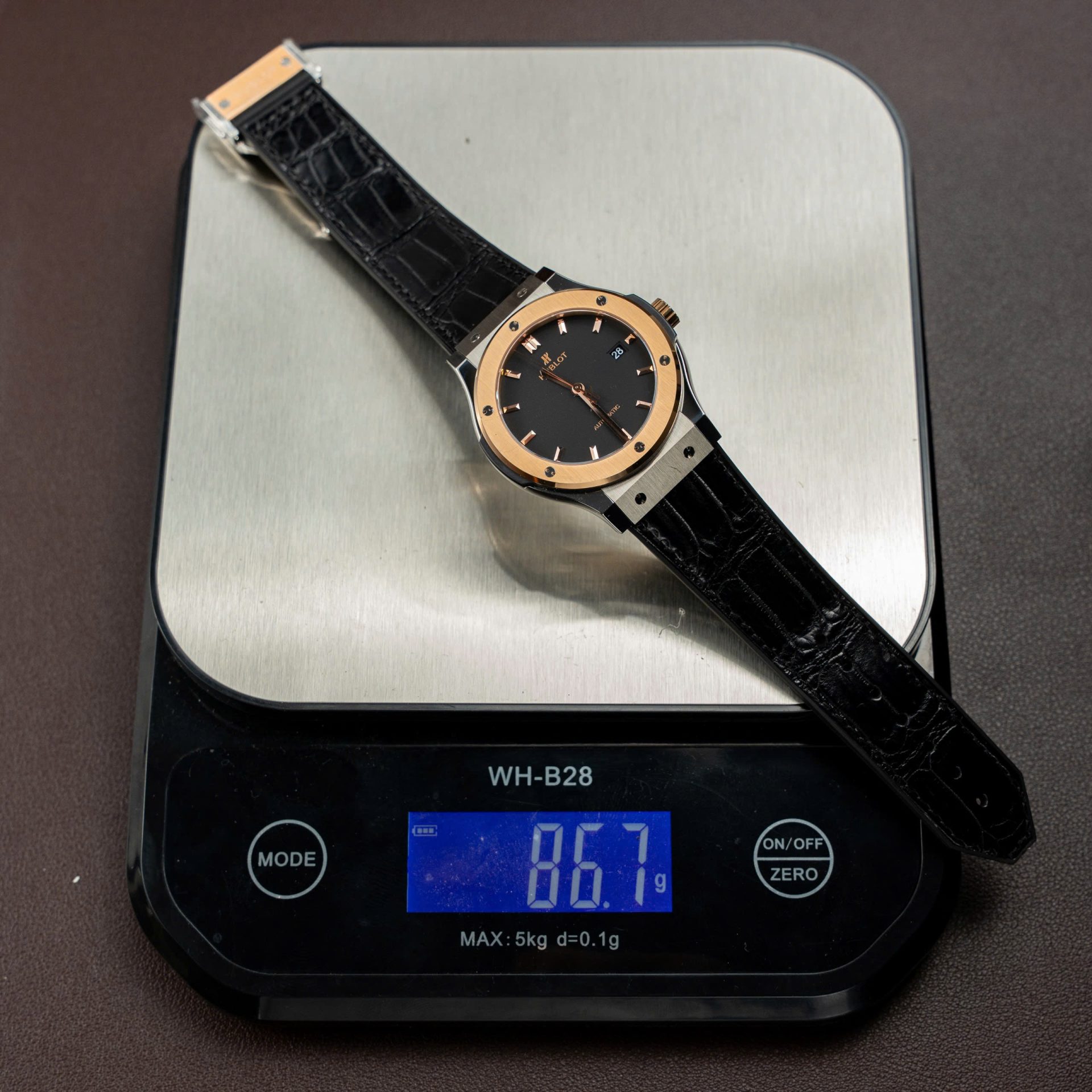 Hublot Classic Fusion Titanium King Gold Copies Watches Movement SW300 Crocodile Leather Strap 42mm - Elite Watch Atelier