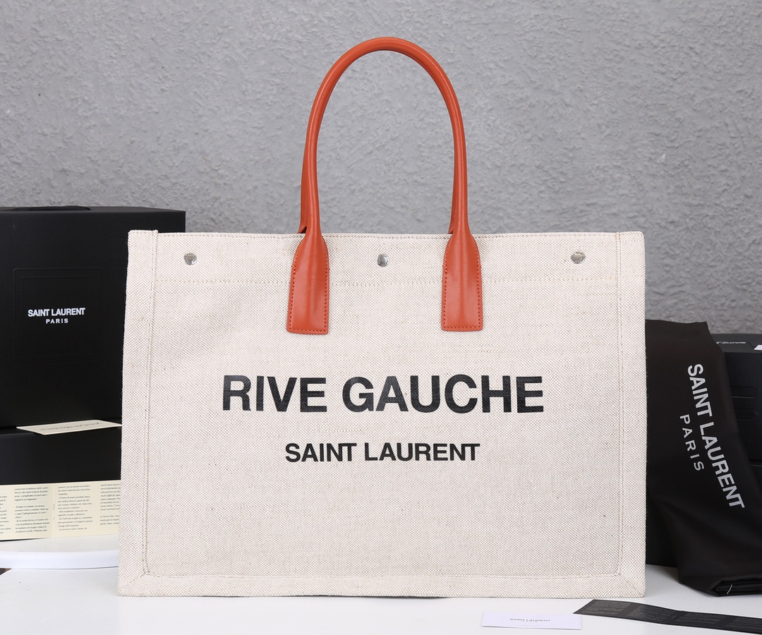 Replica Ysl Rive Gauche Tote Bag In Linen And Leather1:1High-quality replica