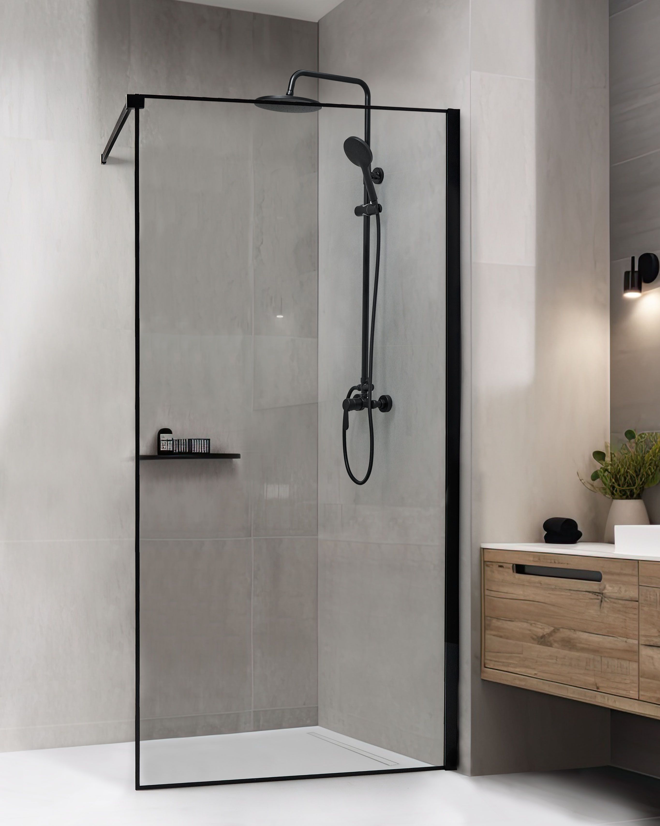 Shower Screen WASPAM 1000 x 1900 mm Black