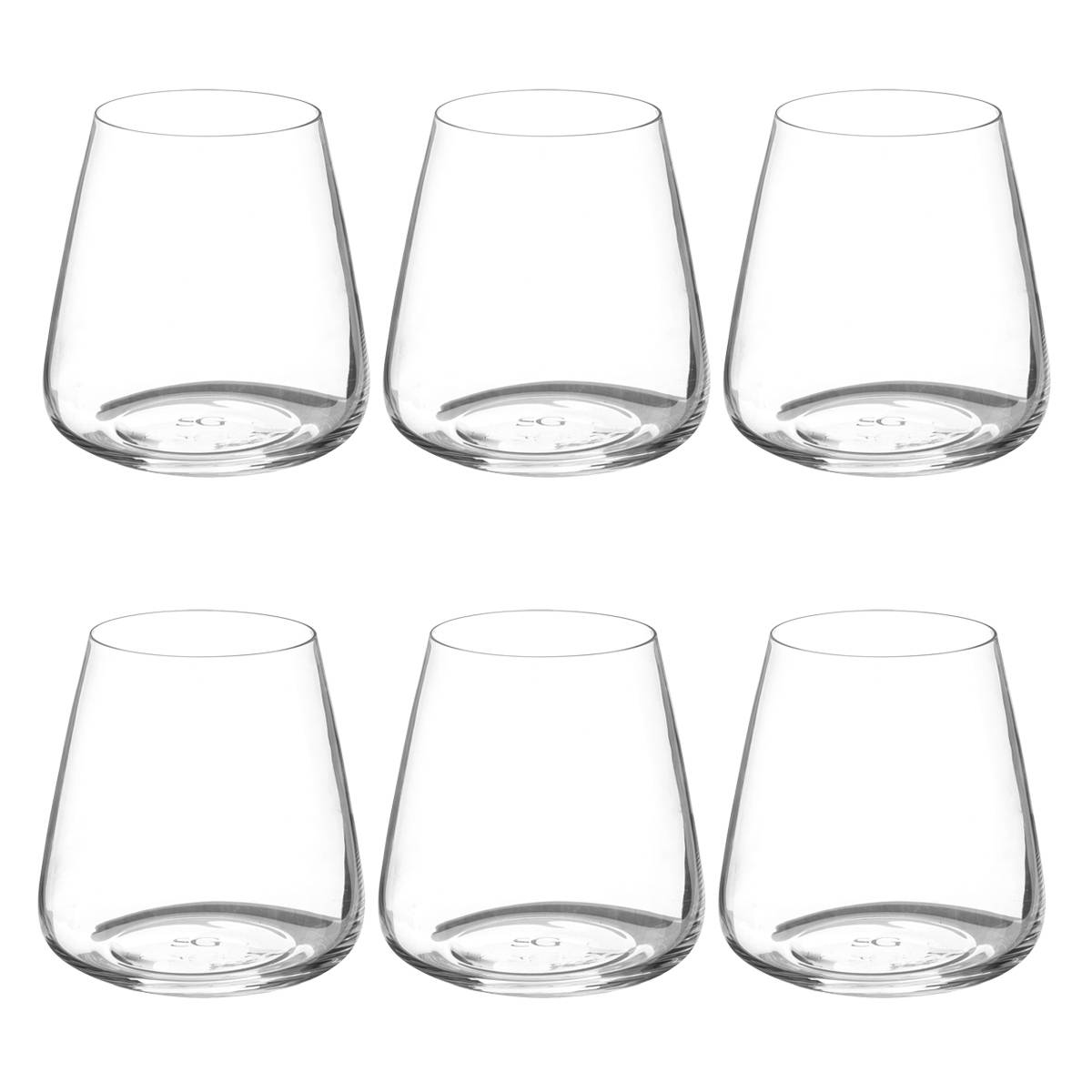 Set of 6 low tumblers "Selenga" 430 ml, Transparent