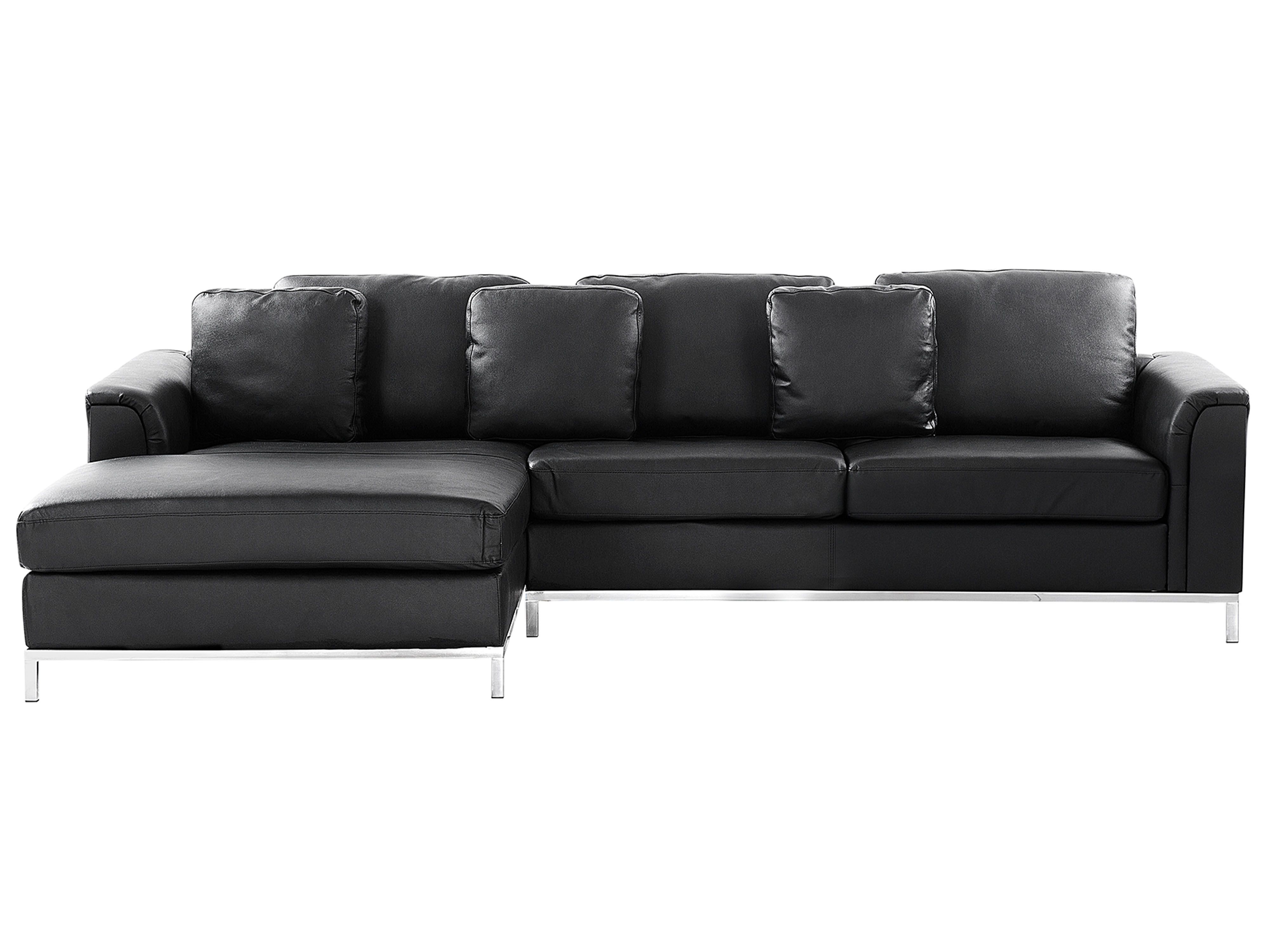 Corner Sofa 4 Seater OSLO Leather Black Right Hand