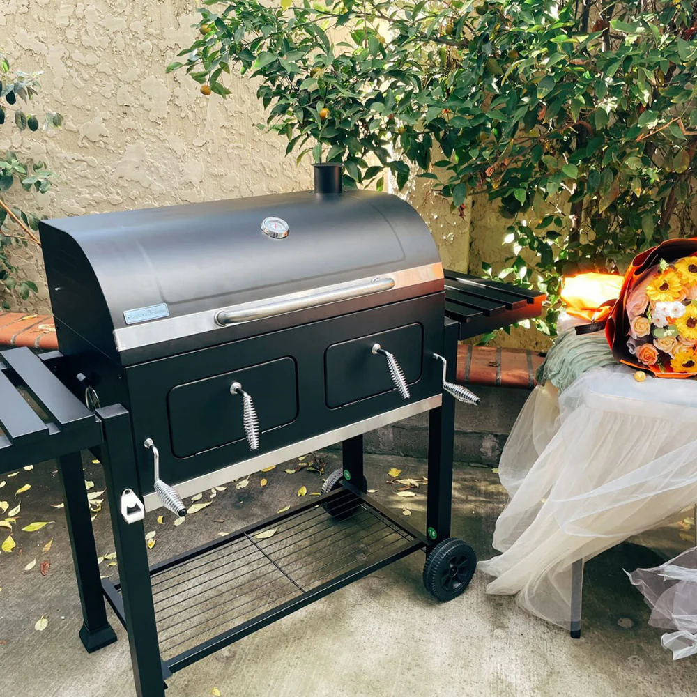 Outdoor Charcoal Grill Double-door with Liftable Charcoal Trays-Captiva Designs