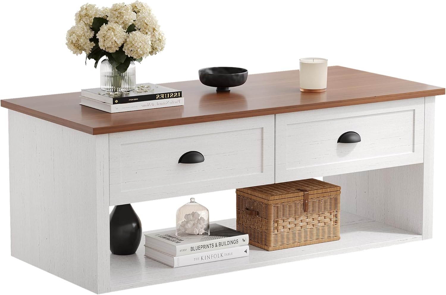 Farmhouse Coffee Table with Storage,62.6