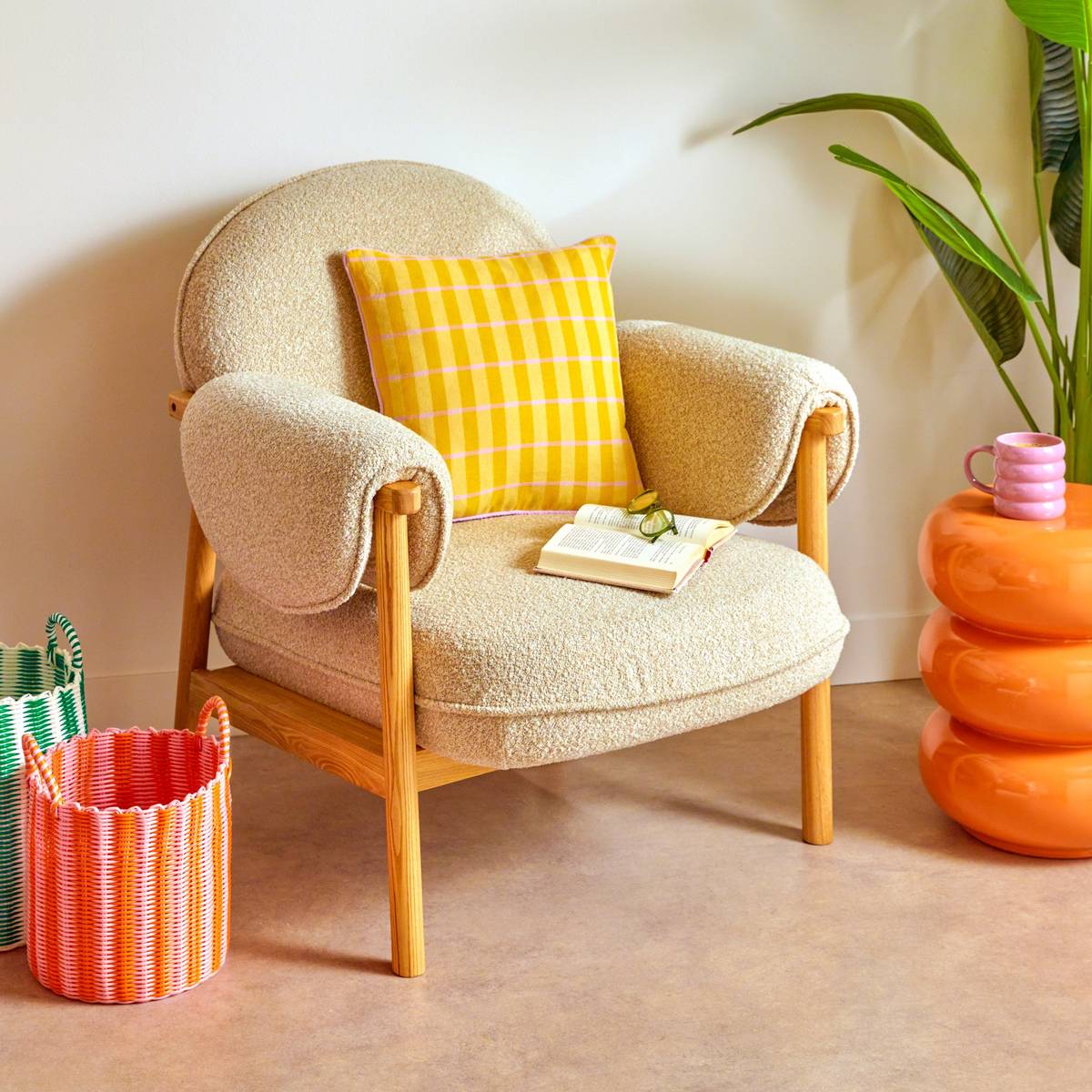 Side Table "Stoneto" Orange, D.35 cm