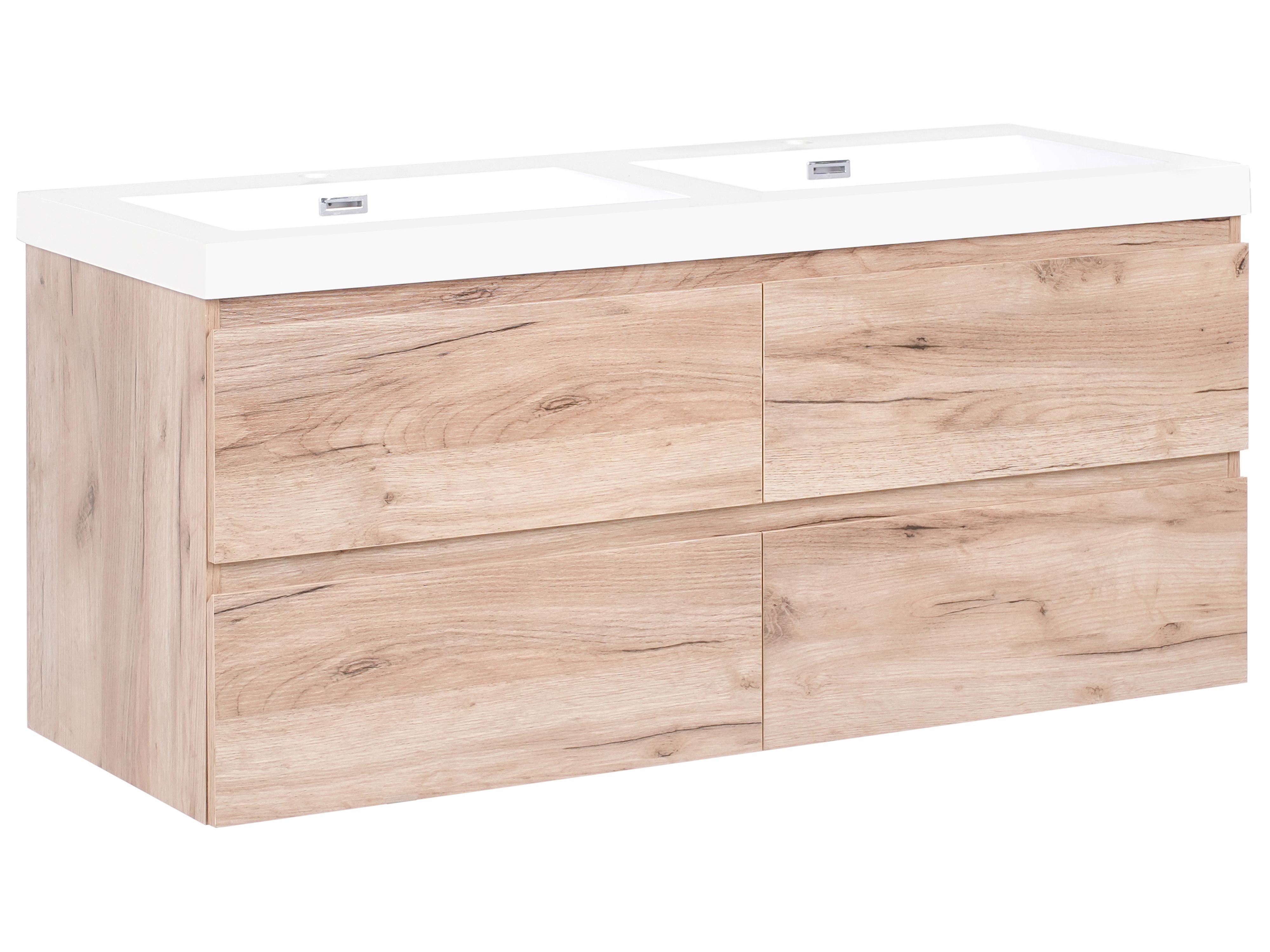 Wall Mounted Double Basin Vanity Unit RANCO Light Brown
