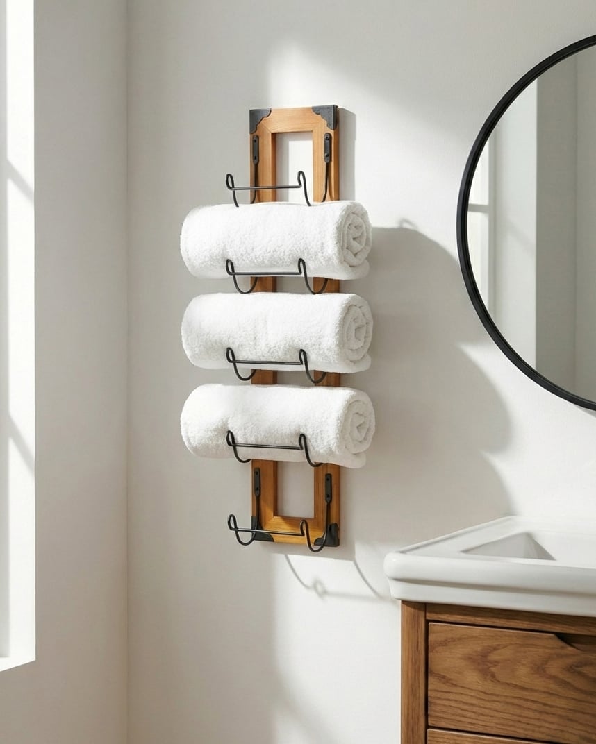Towel Rack NEUSA Metal Brown