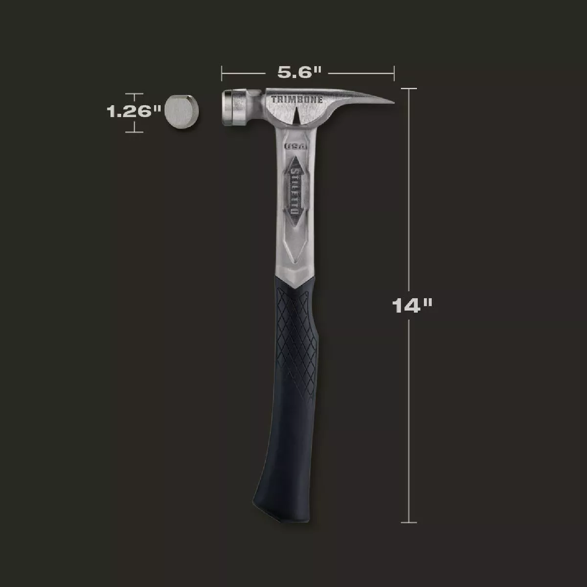 Stiletto TRIMBONE 10 Oz. Smooth-Face Framing Hammer with Curved Titanium Handle
