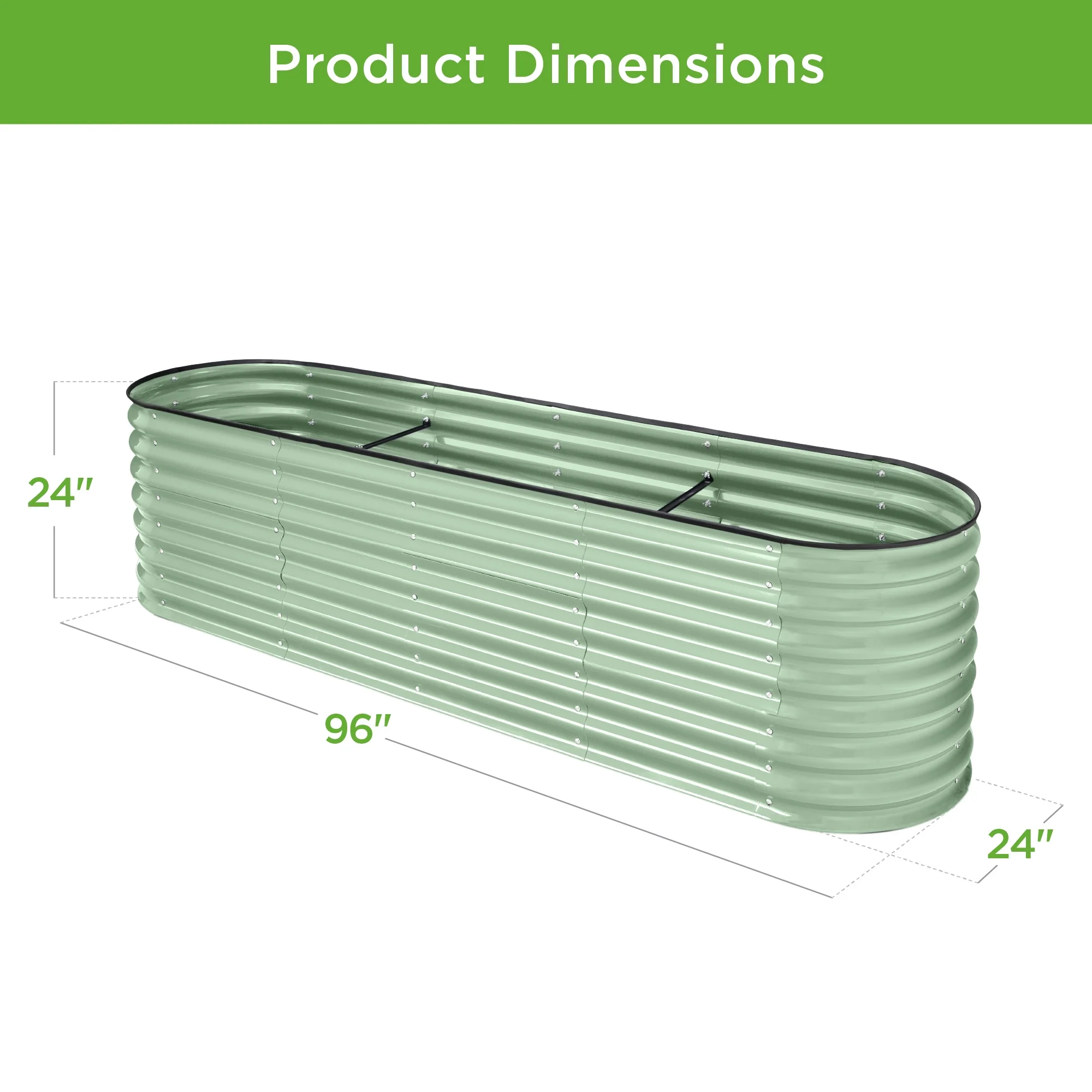 Best Choice Products 8x2x2ft Metal Raised Garden Bed, Oval Outdoor Planter Box w/ 4 Support Bars - Charcoal - Image 29