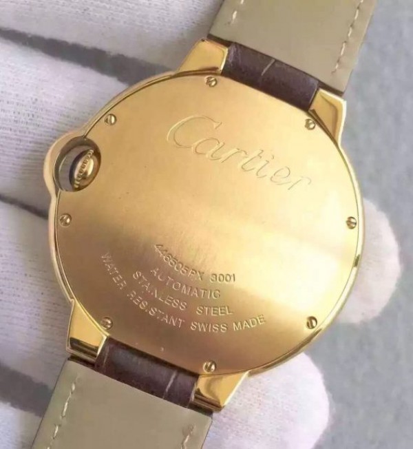 Replica Cartier JF Ballon Bleu 42mm YG White Dial Leather Strap MIYOTA9015 - Top club