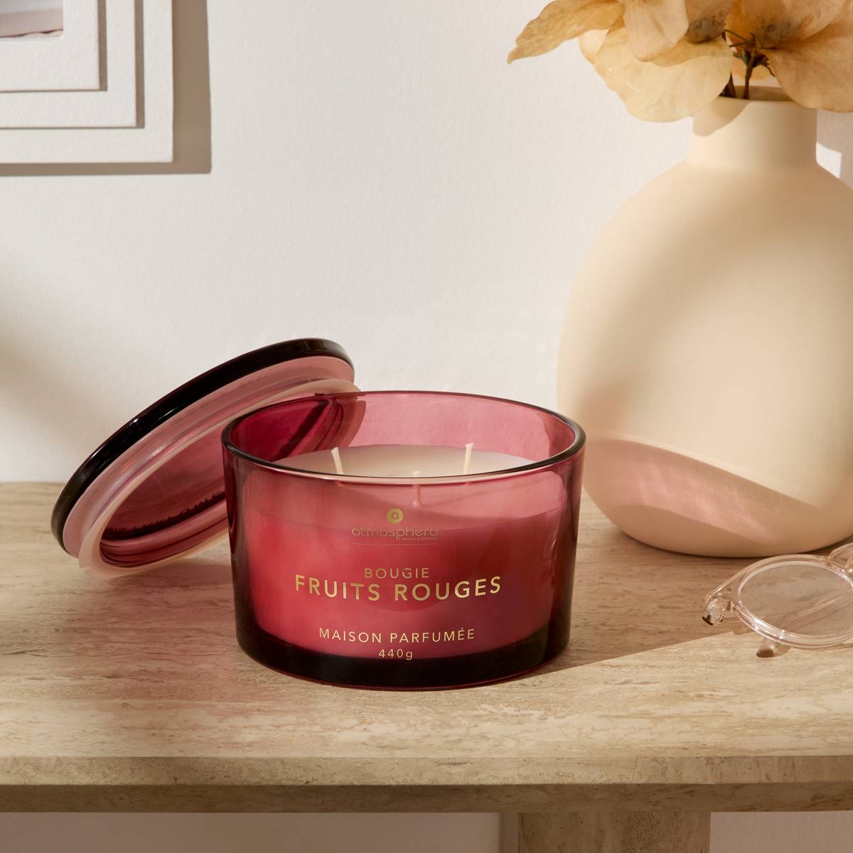 Scented Candle "Glowy" Fruity Scent, Red Fruits, 440g