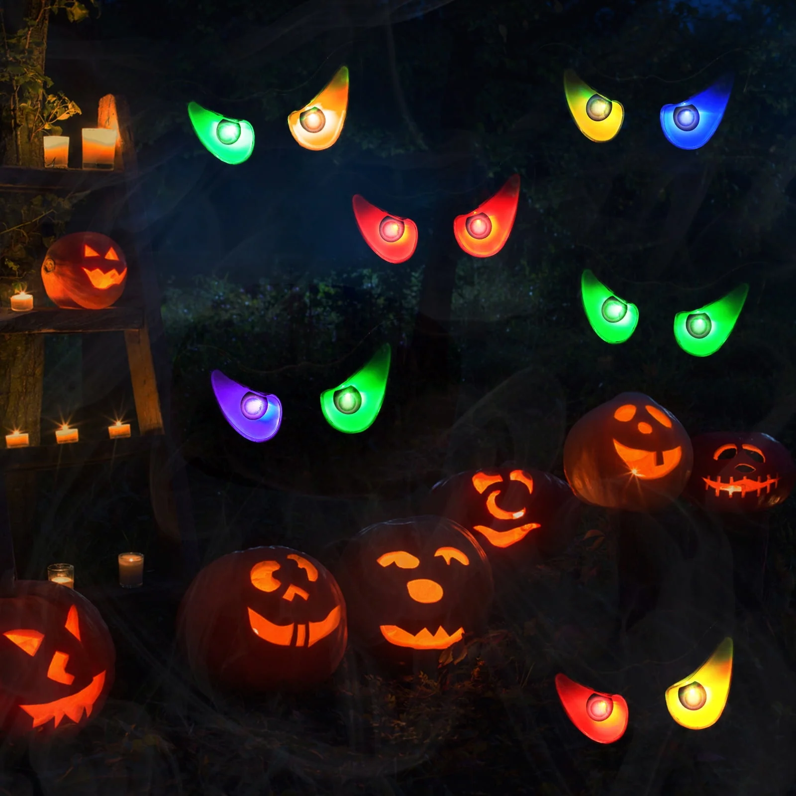 Toodour Halloween Ghost Eyes Lights, 10 LED Battery Halloween Lights with RGB Flashing Eyes, Waterproof Spooky Eyeball Halloween String Lights for Graveyard Indoor Outdoor Decorations - Image 2 Toodour Halloween Ghost Eyes Lights, 10 LED Battery Halloween Lights with RGB Flashing Eyes, Waterproof Spooky Eyeball Halloween String Lights for Graveyard Indoor Outdoor Decorations - Image 2