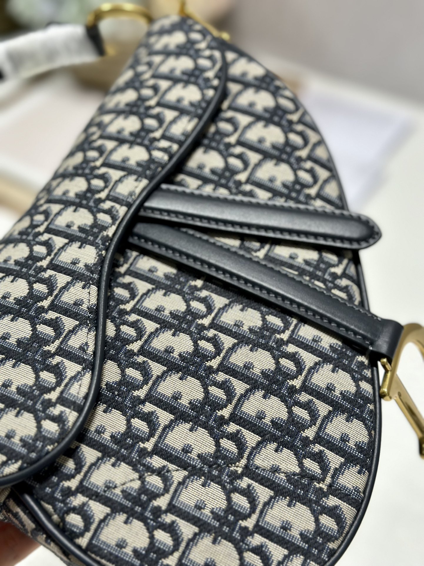 Saddle Bag With Strap Blue Oblique Jacquard For Women 10in/25.5cm M0455CTZQ_M9281:1High-quality replica