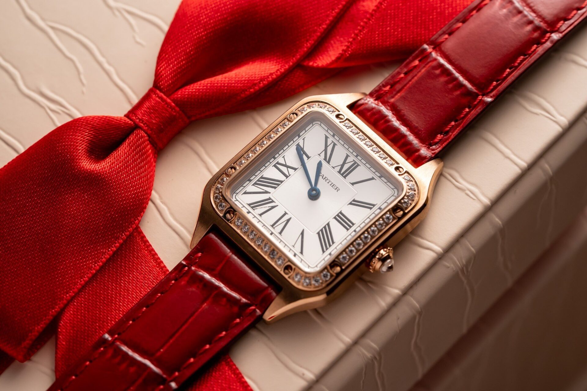 Cartier Replica Watch Santos Dumont WJSA0017 Red Leather Strap 38 27.5mm - Top club