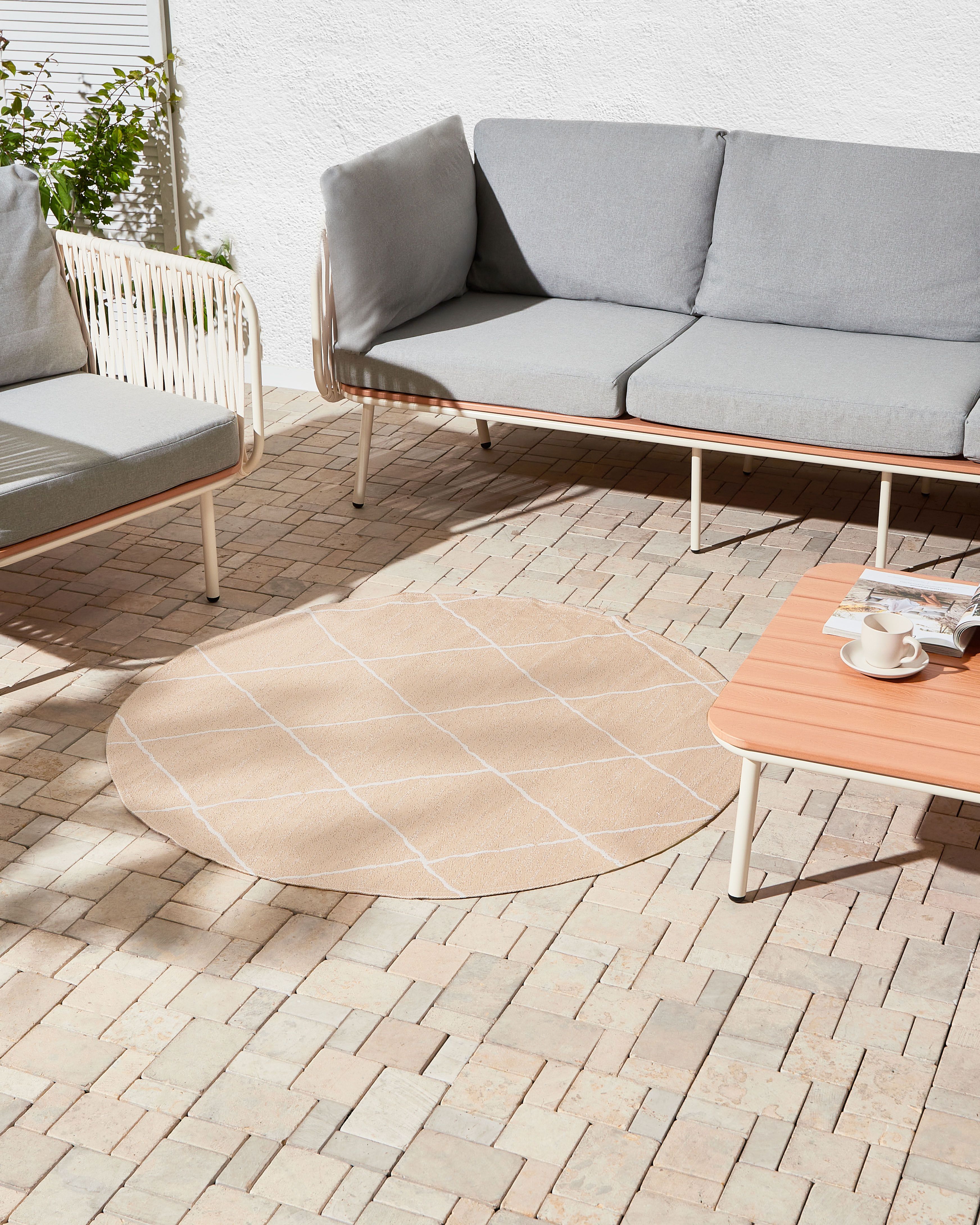 Outdoor Rug GWALIOR Beige ø 120 cm