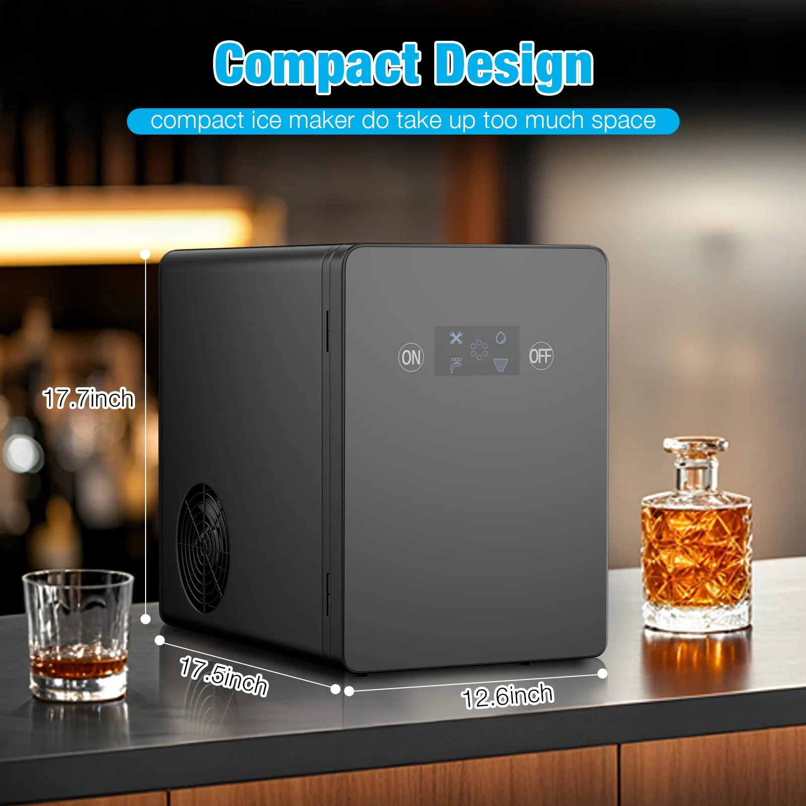 TABU 40Lbs/24H Countertop Ice Maker Machine,3 in 1 Ice Maker with Water Dispenser,Crushed Ice,Black - Image 14