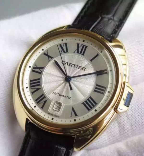 Replica Cartier Cle de Cartier YG White Textured Dial Leather Strap MIYOTA9015 - Elite Watch Atelier