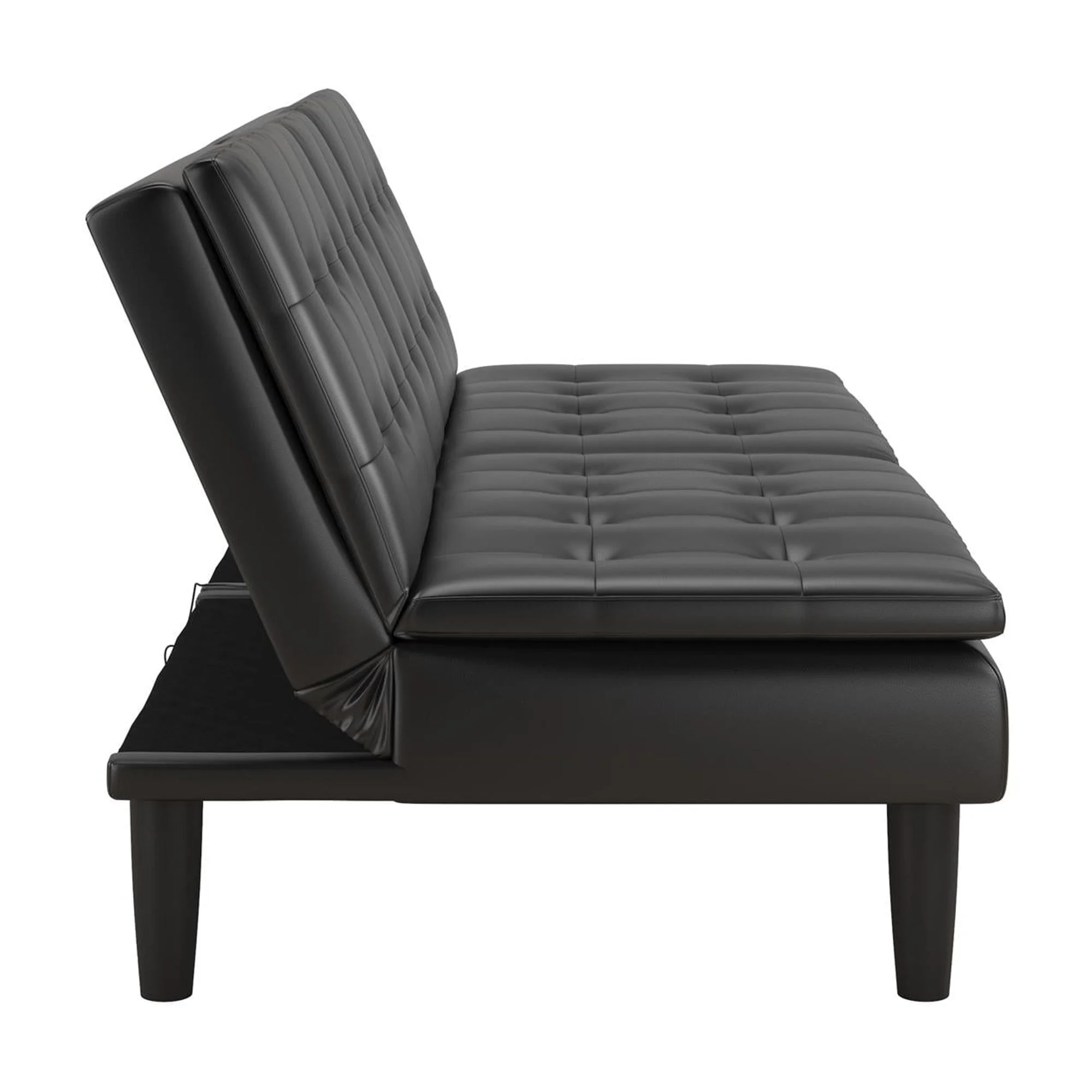 Mainstays Memory Foam 71.5" Futon with Cupholder and USB, Black Faux Leather - Image 19