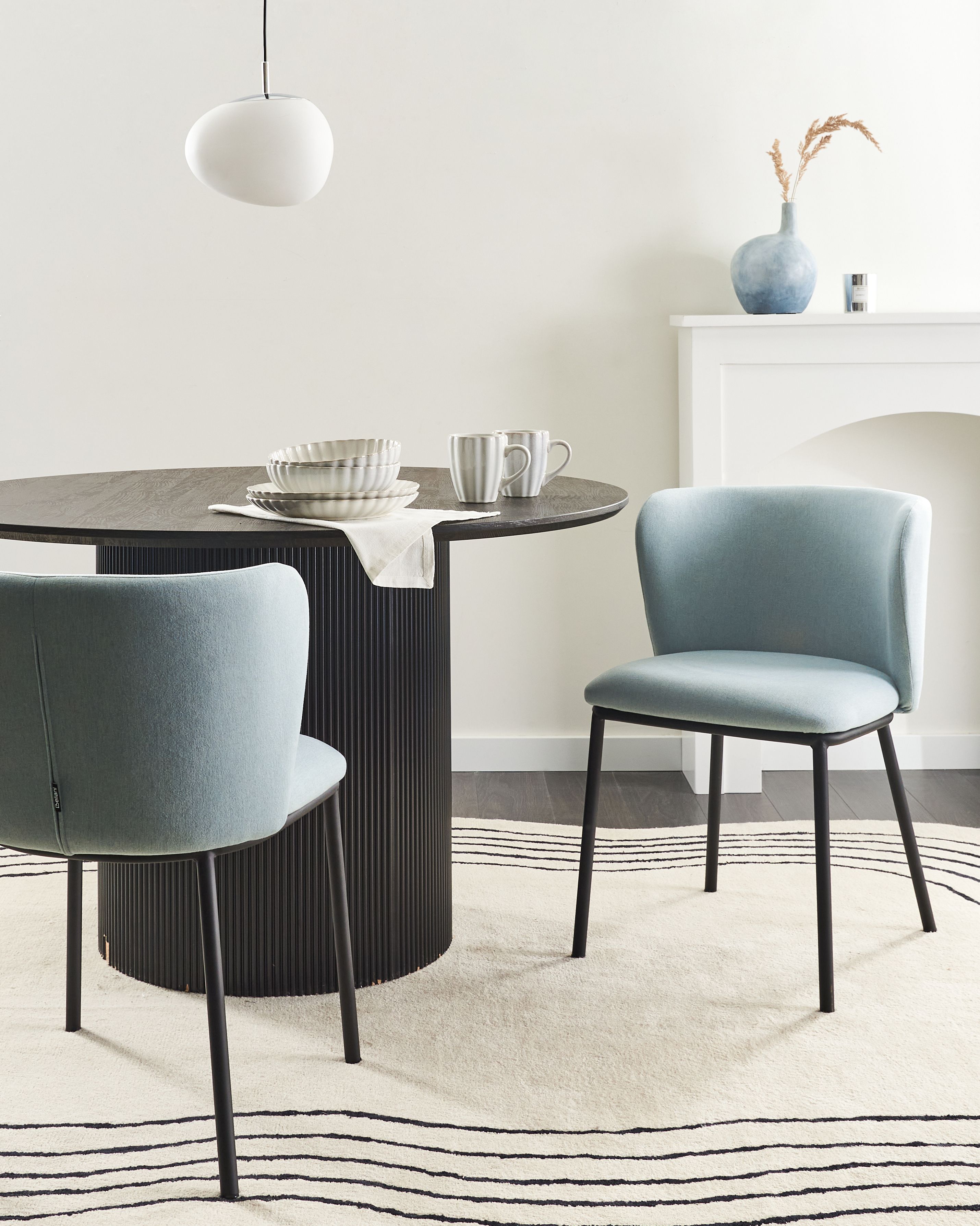 Set of 2 Dining Chairs MINA Fabric Light Blue