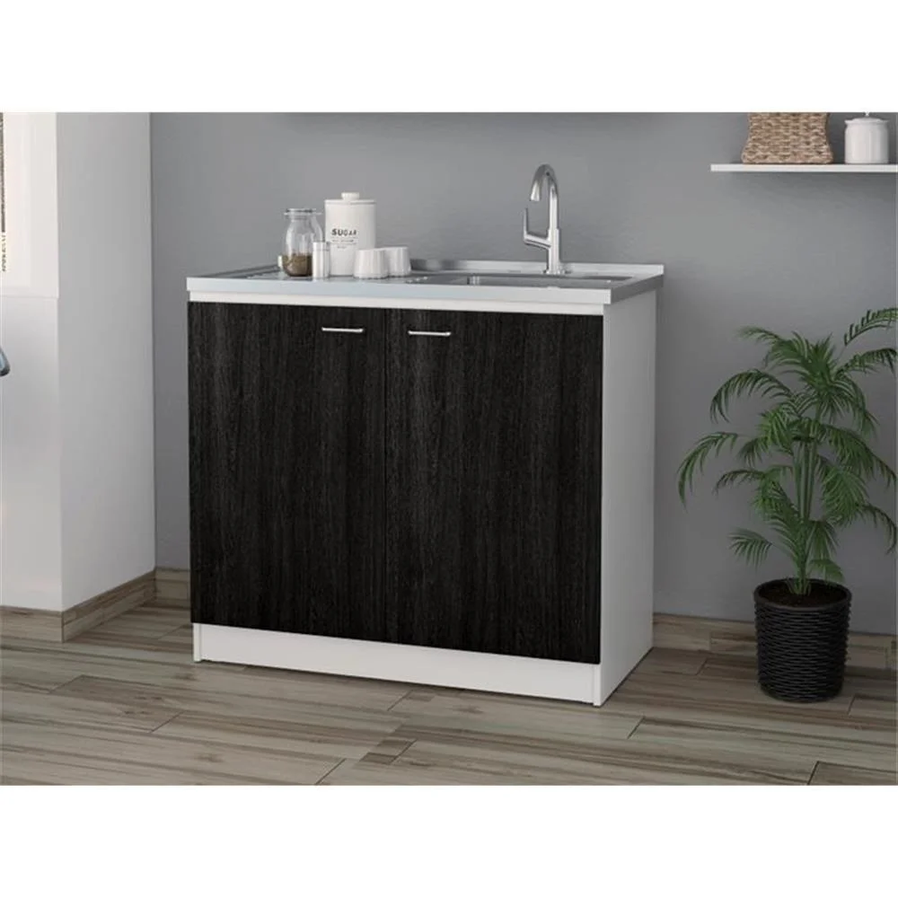 Pemberly Row White Modern Engineered Wood Napoles Utility Sink with Cabinet - Image 6