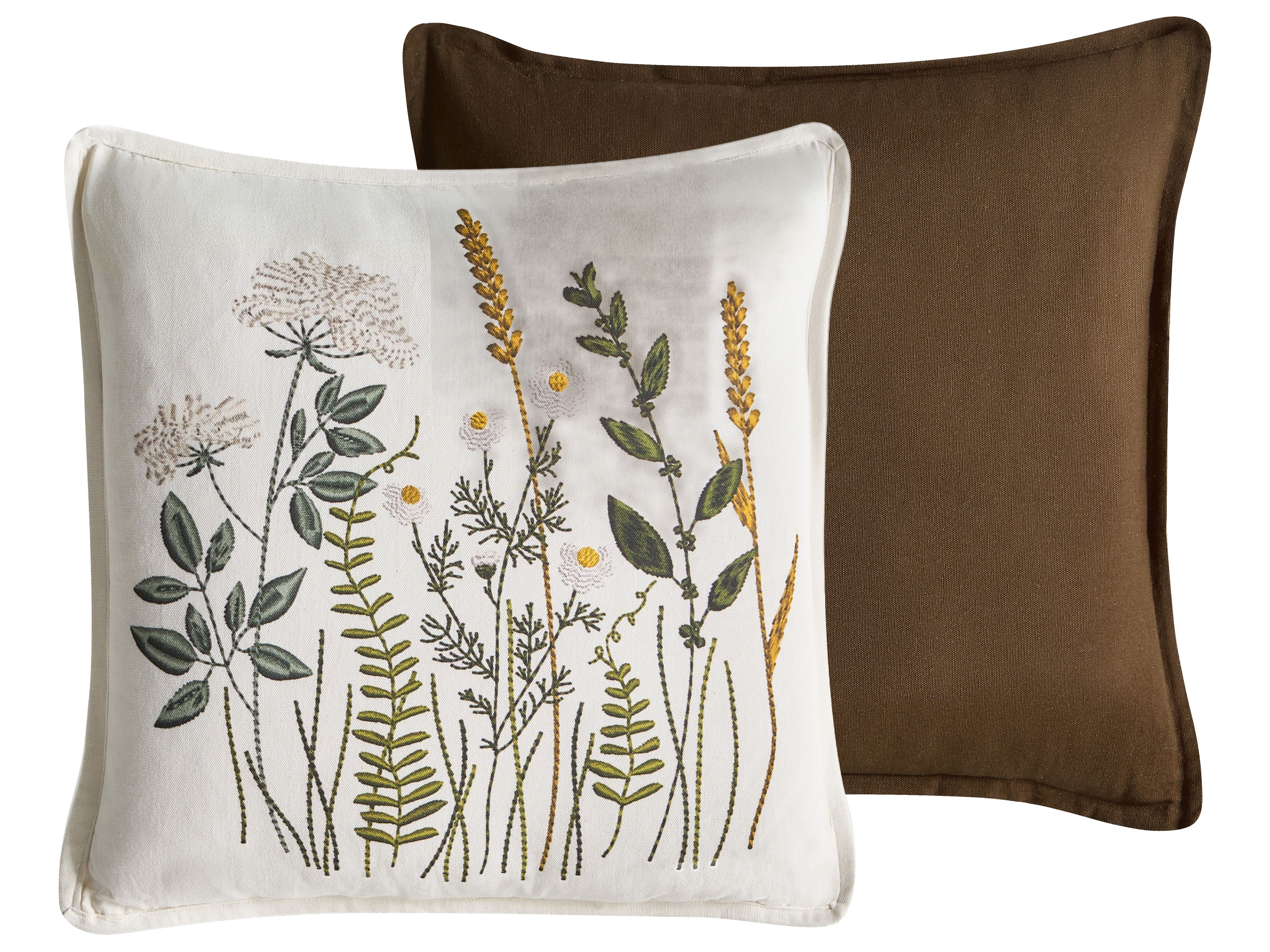 Set of 2 Decorative Cushions KNEMA Cotton 45 x 45 cm White Floral Pattern