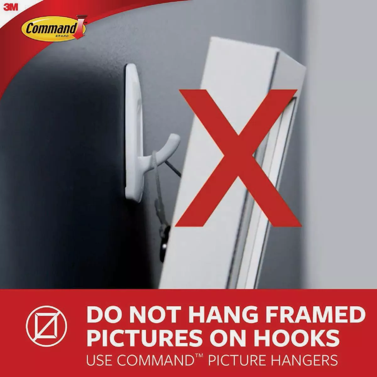 Command Large Modern Reflections Metal Hook, Brushed Nickel, 1 Hook, 2 Strips