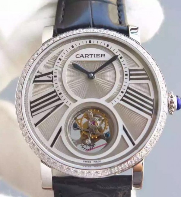 Replica Cartier Rotonde De Cartier Tourbillon SS Diamonds Bezel - Top club