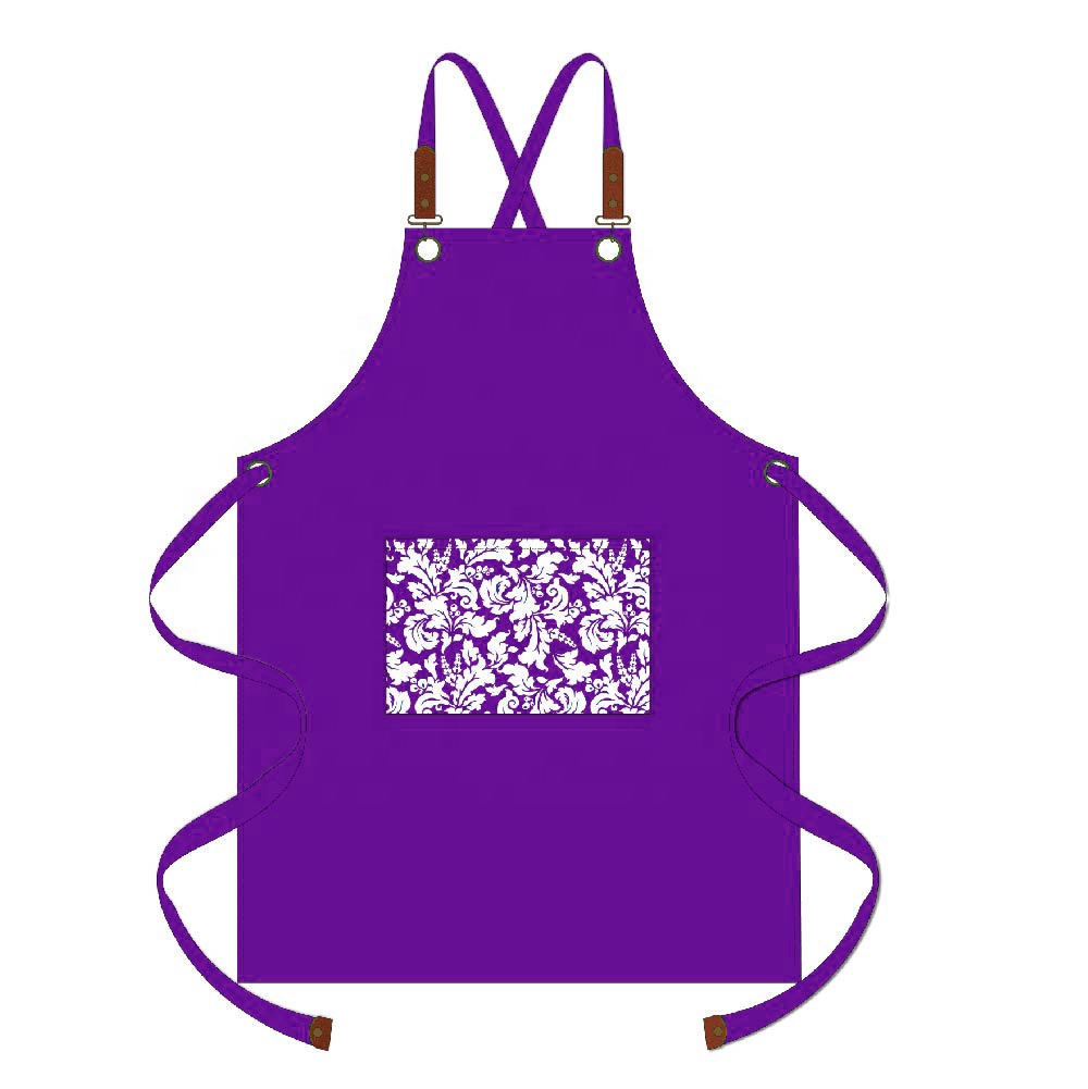 Flower Pattern Sleeveless Cotton Chef Apron Pocket Anti Fouling Multi-color Cooking Kitchen Printed  Apron