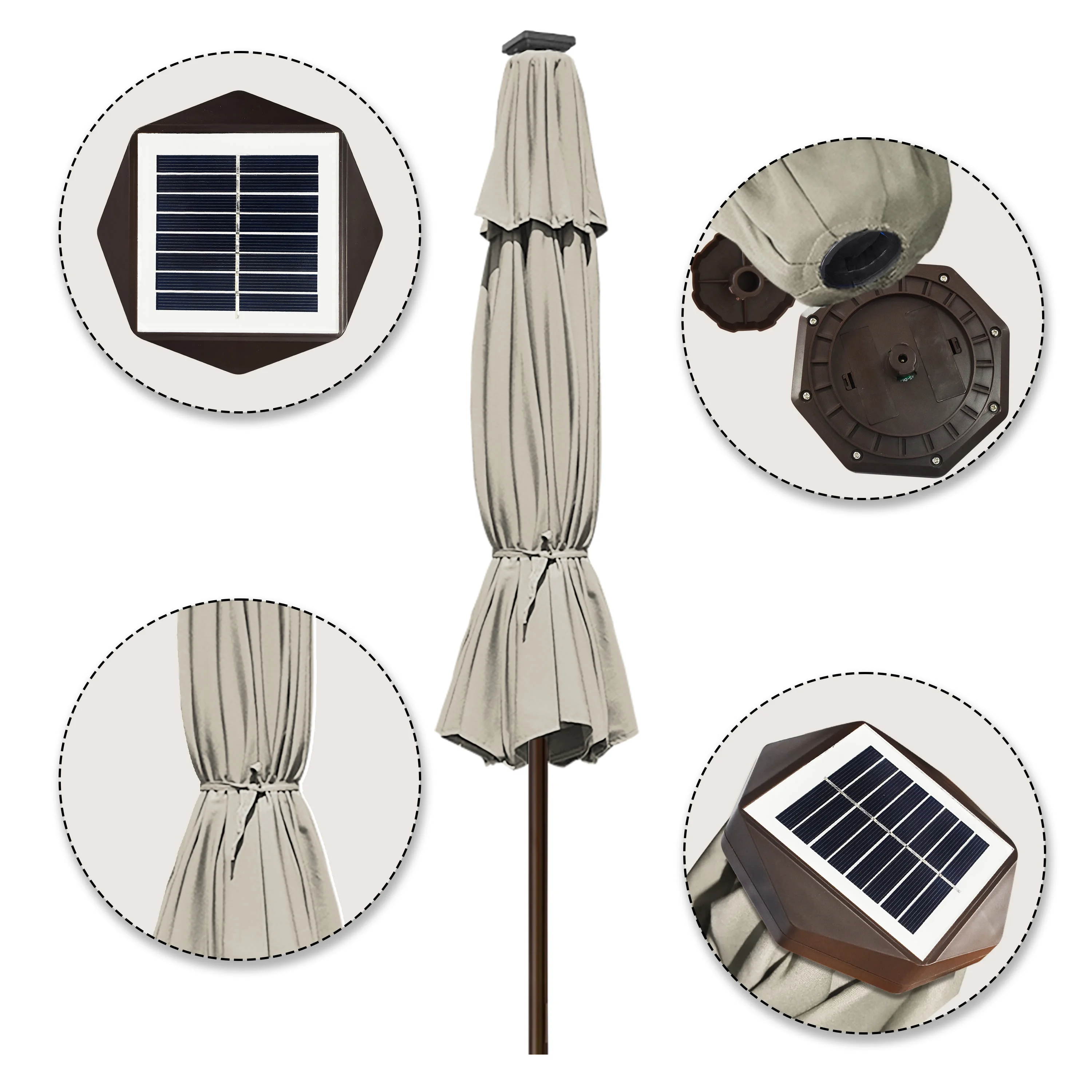 EliteShade Sunbrella Solar Umbrellas 9ft Market Umbrella with 80 LED Lights Patio Umbrellas Outdoor Table Umbrella with Ventilation and 5 Years Non-Fading Top,Ruby - Image 23