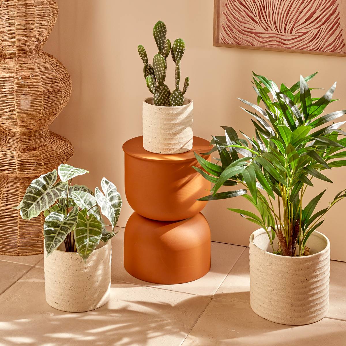 Set of 3 plant pots "Elly" White stoneware, D.17.5/21.5/25 cm