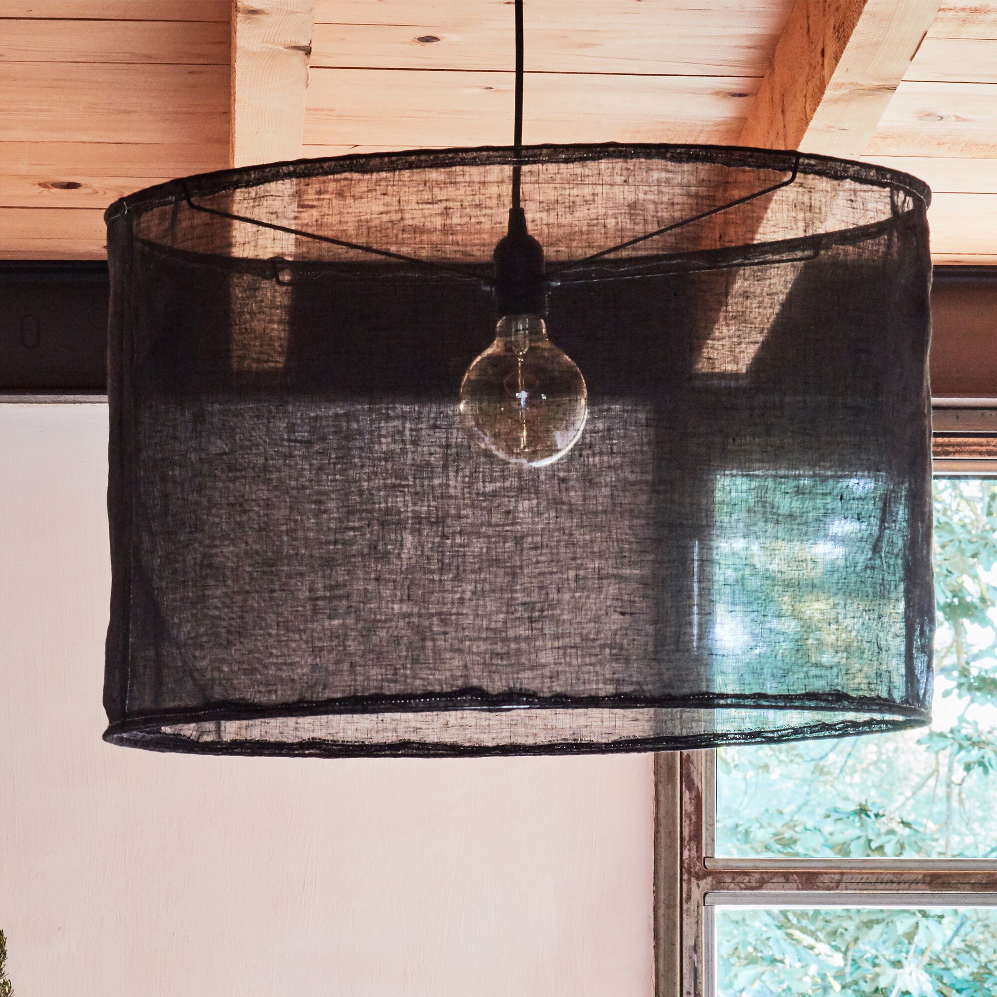 ORMES - Abat-jour cylindrique en lin D60cm - noir