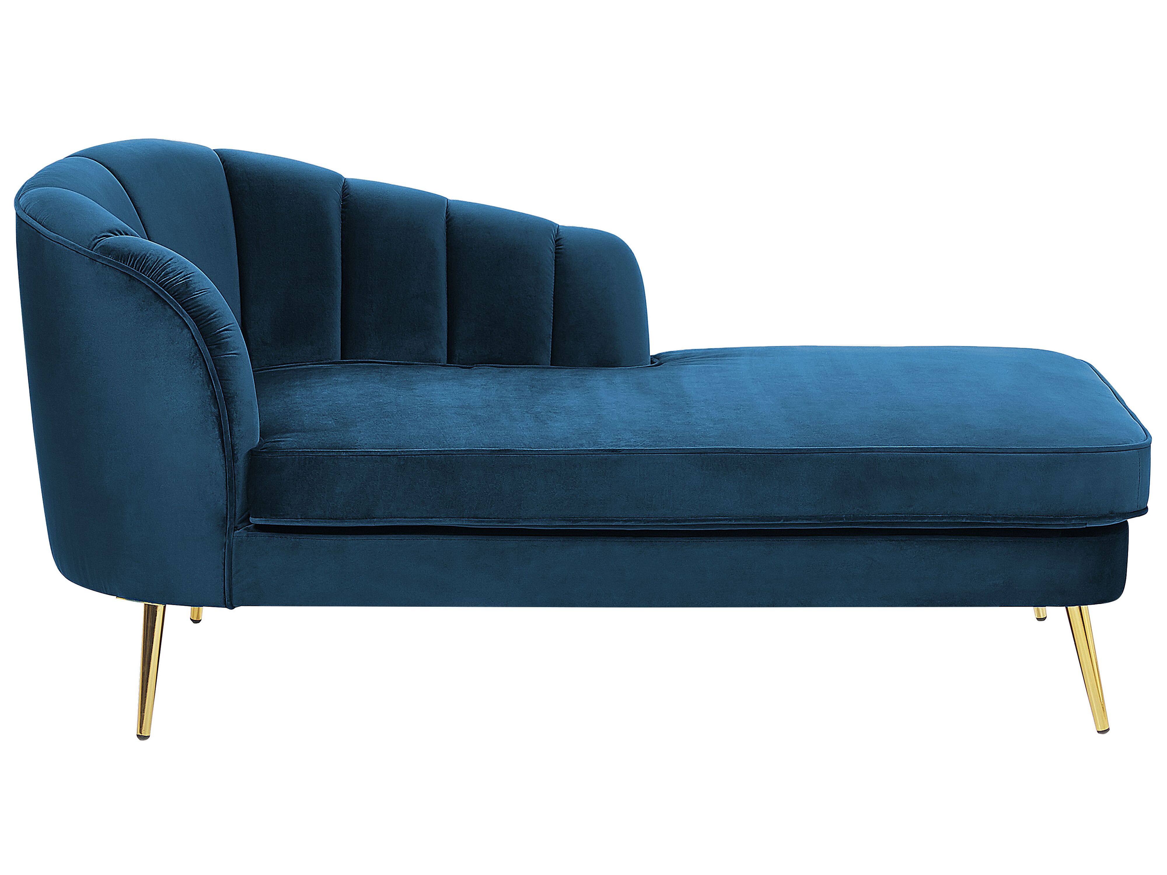 Left-Hand Chaise Lounge ALLIER Velvet Navy Blue