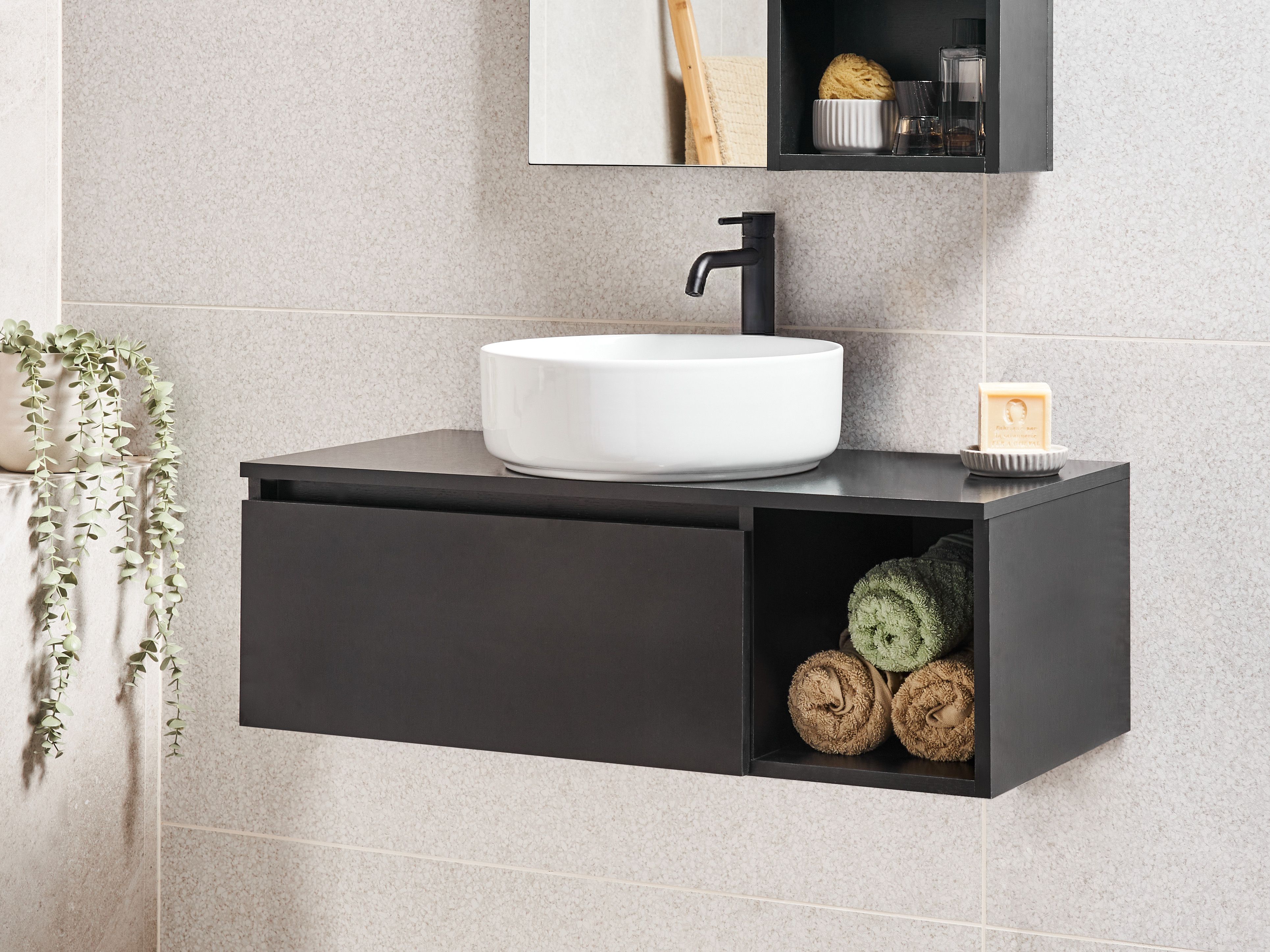 Wall Mounted Vanity Unit RUPANCO 80 cm Black